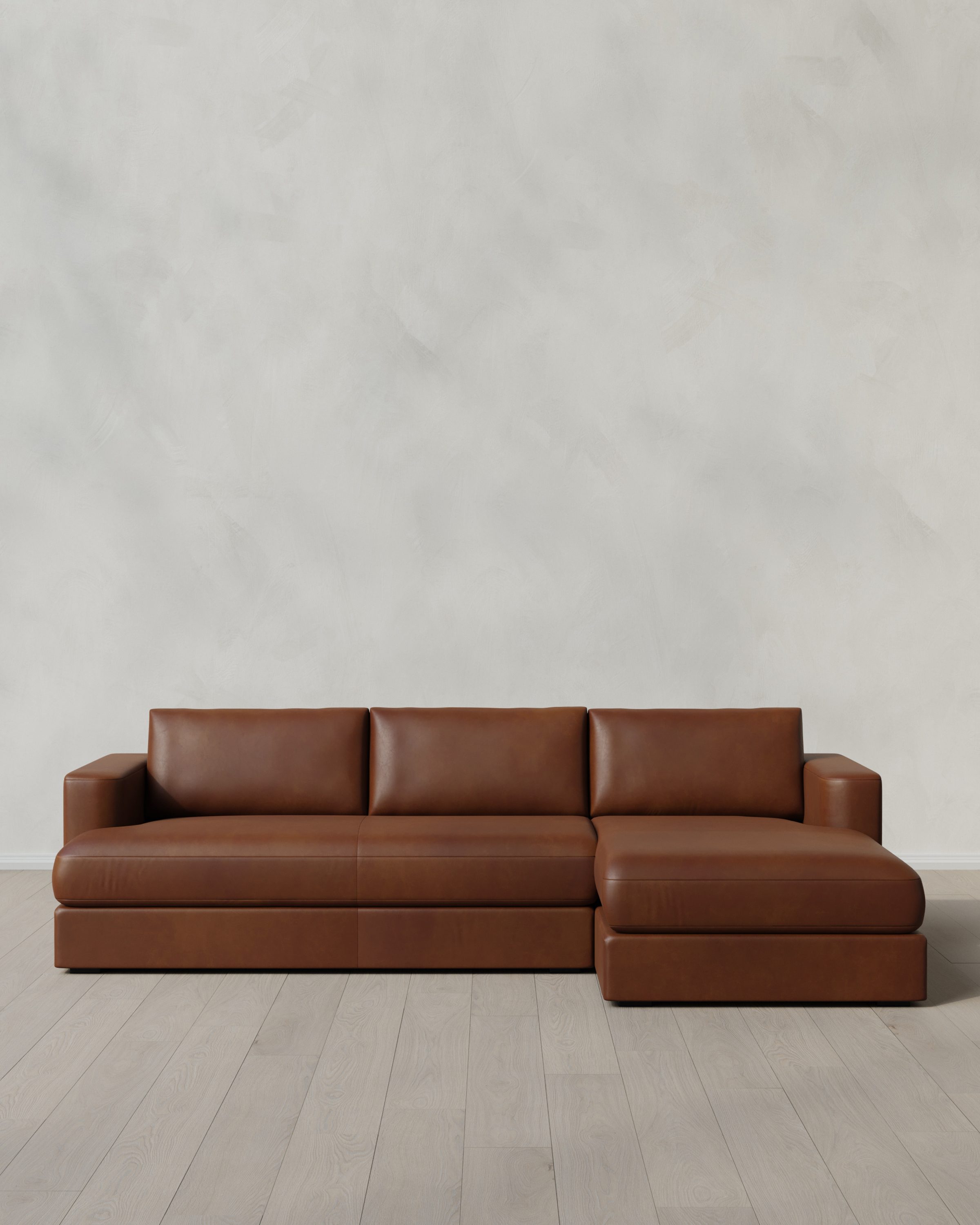 Espresso Sierra Curved Arm Chaise Sectional in Leather