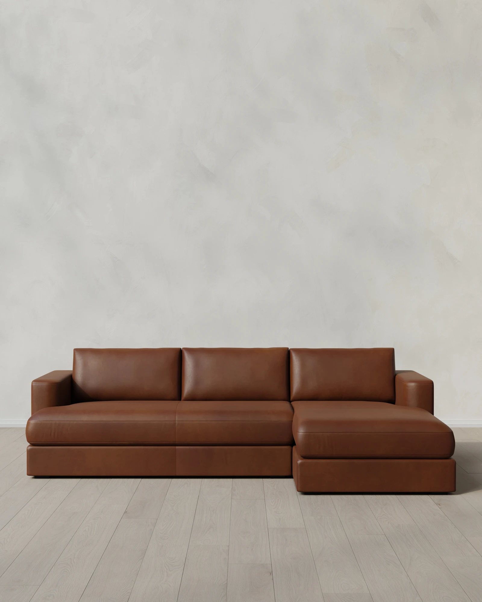 Sierra Leather Curved Arm Chaise Sectional