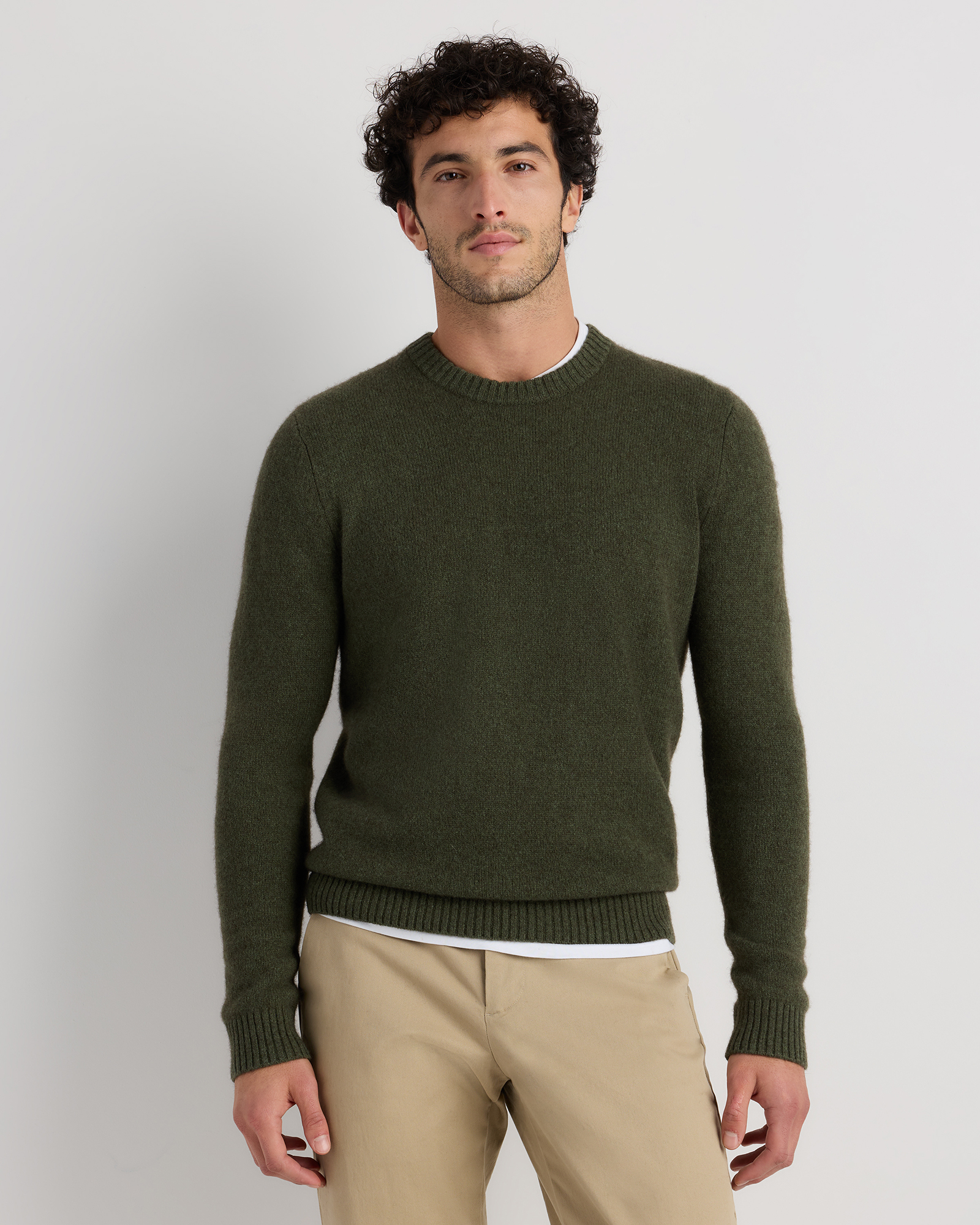 Fernwood Olive 100% Yak Wool Crewneck Sweater