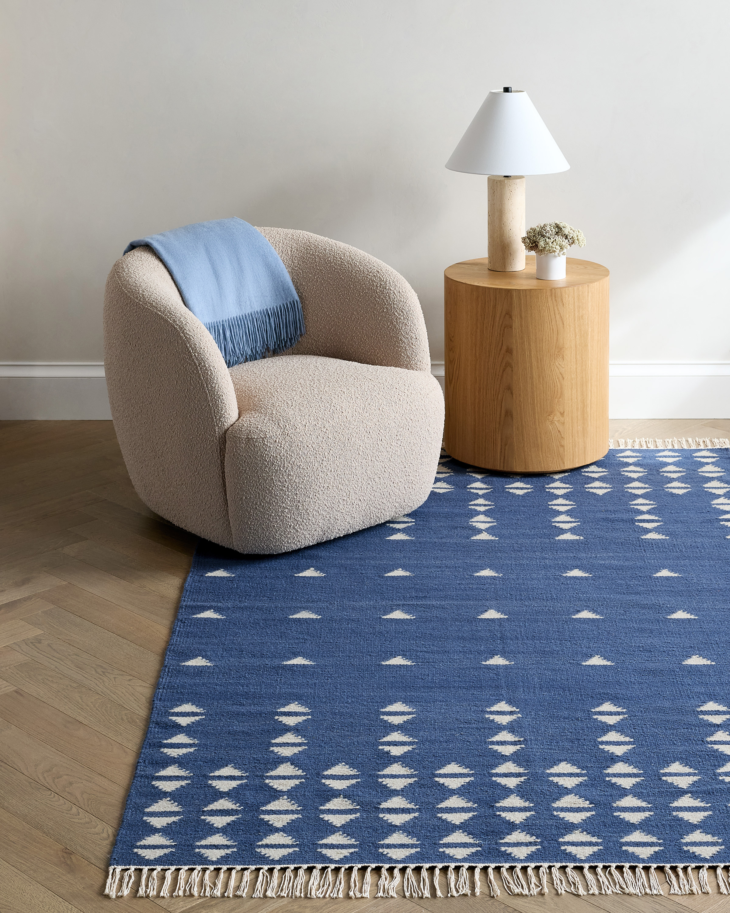 Shay Wool Kilim Rug in Blue