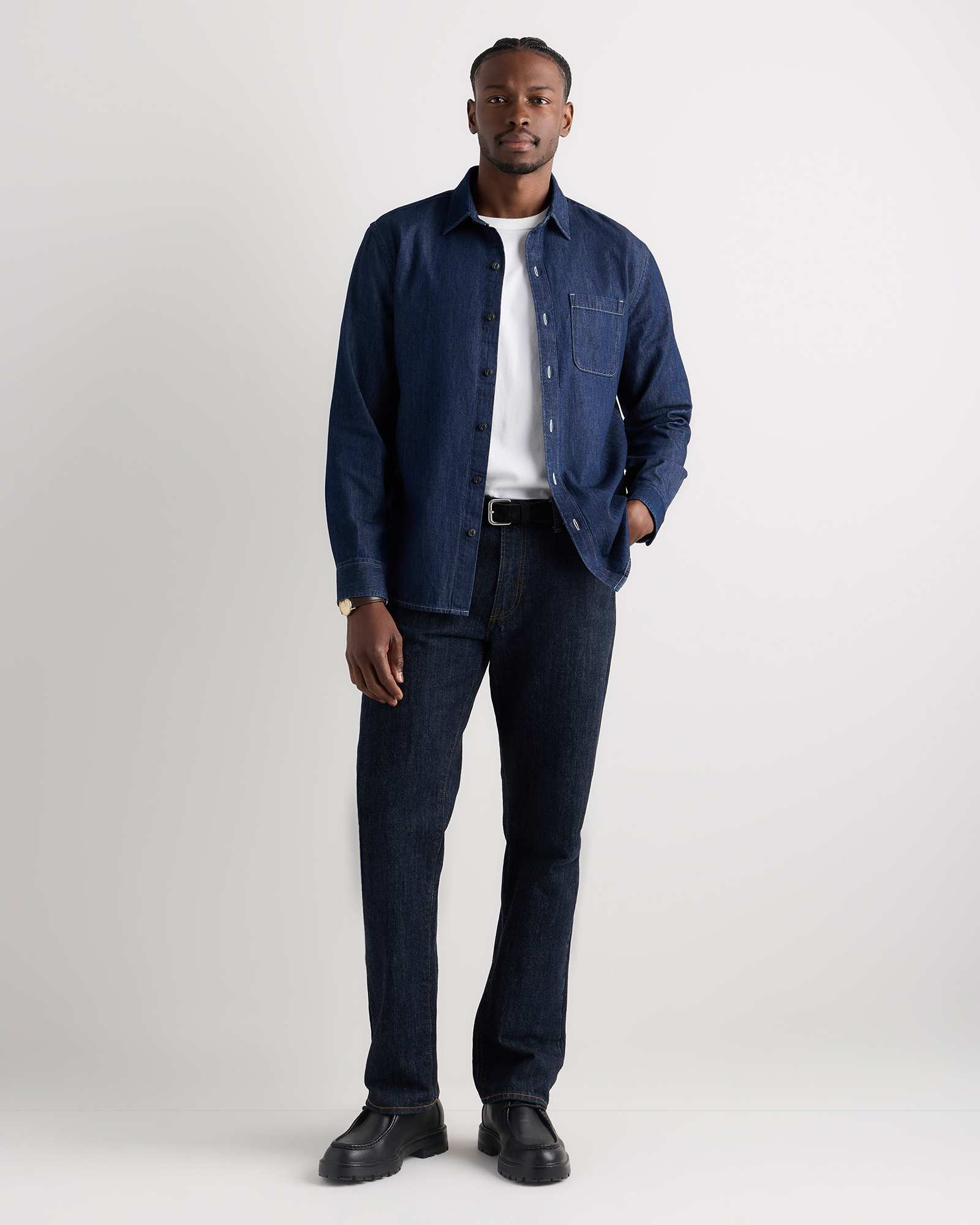 Men's Heritage Washed Denim Shirt in Dark Wash