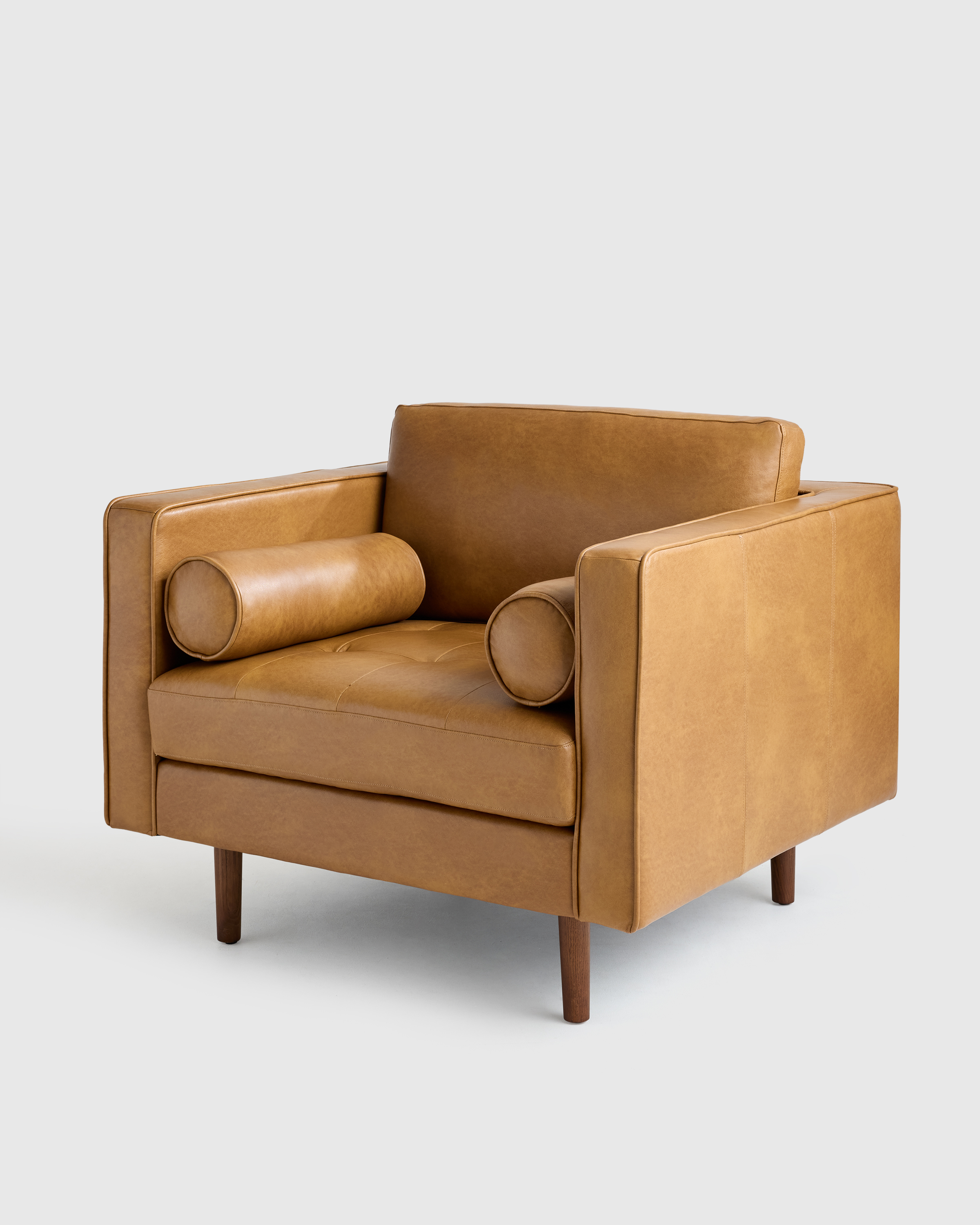 Italian Leather Midcentury Accent Chair - Thumbnail 3