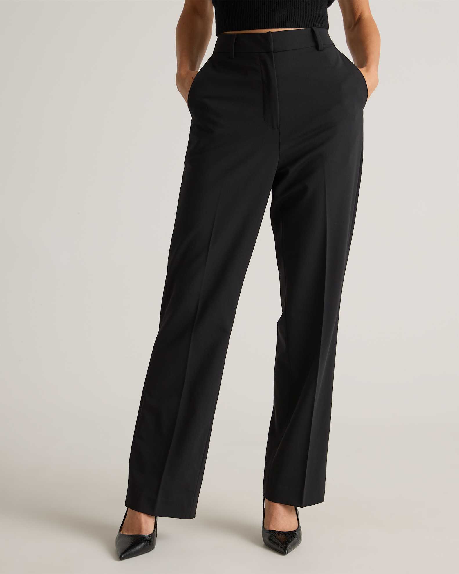 Women's Italian Wool Straight Leg Pants in Black, Size 14 by Quince Women's Italian Wool Straight Leg Pants in Black, Size 14 by Quince