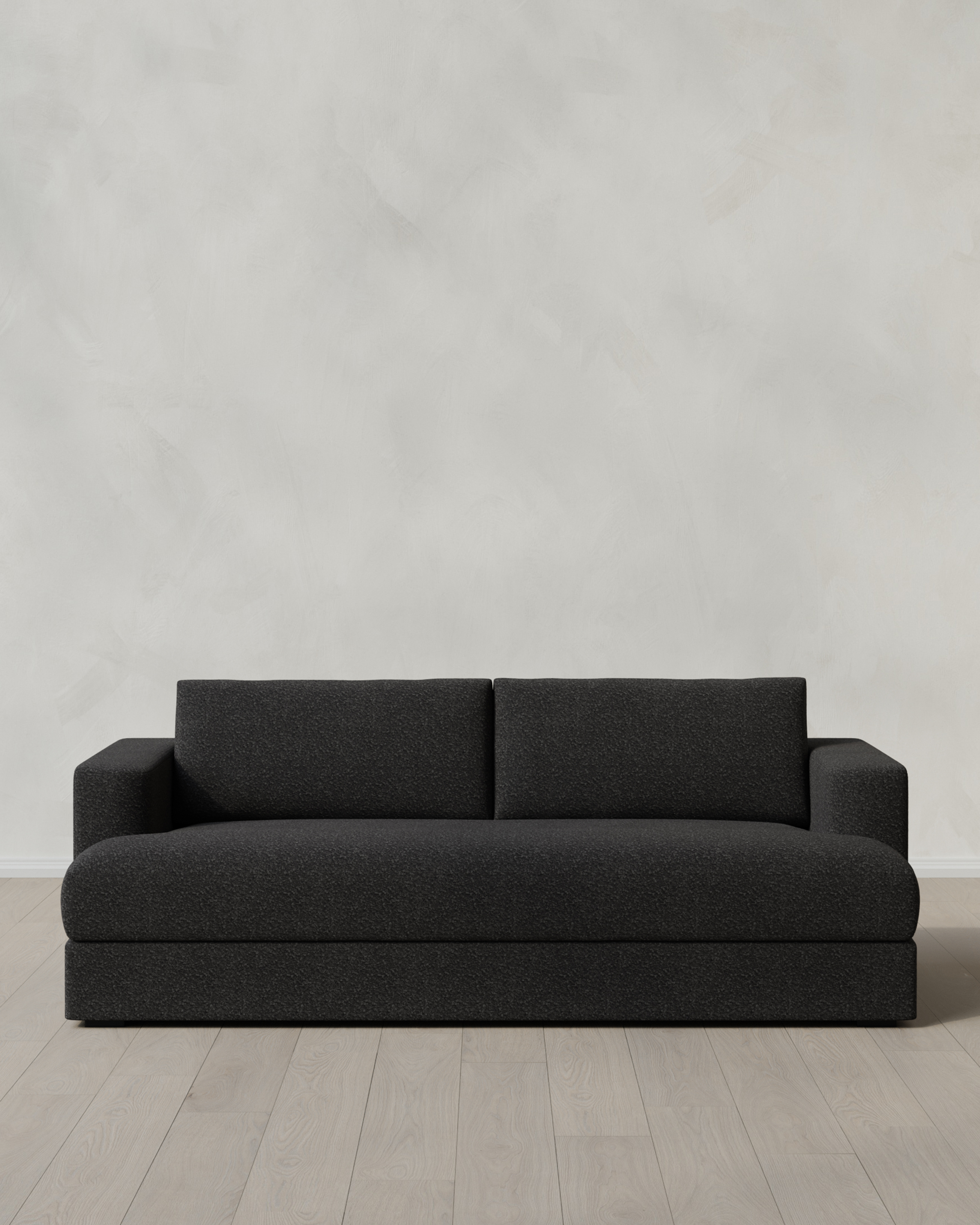 Charcoal Sierra Curved Arm Sofa in Performance Boucle