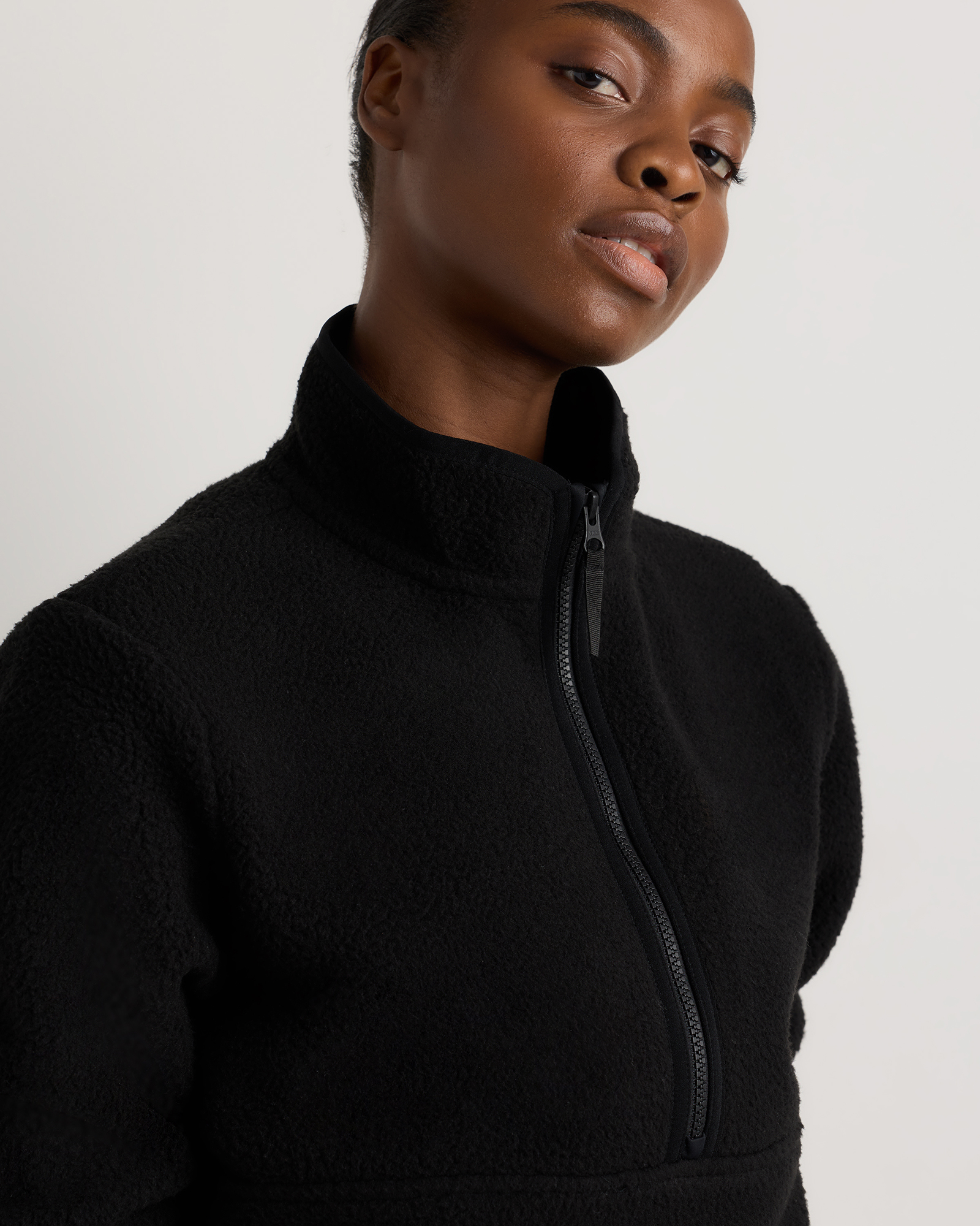 Sherpa Half-Zip Jacket in Black