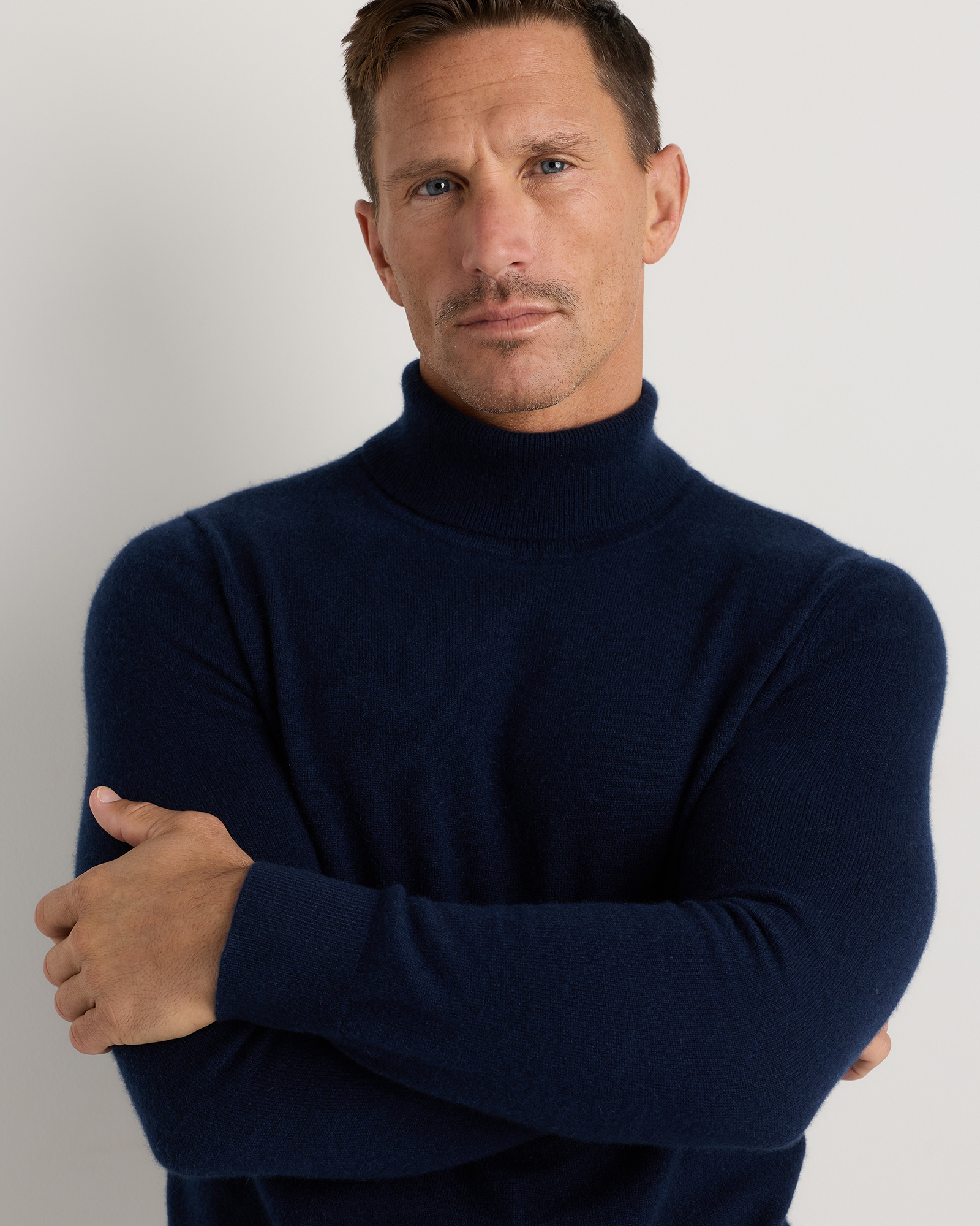Mongolian Cashmere Turtleneck Sweater in True Navy