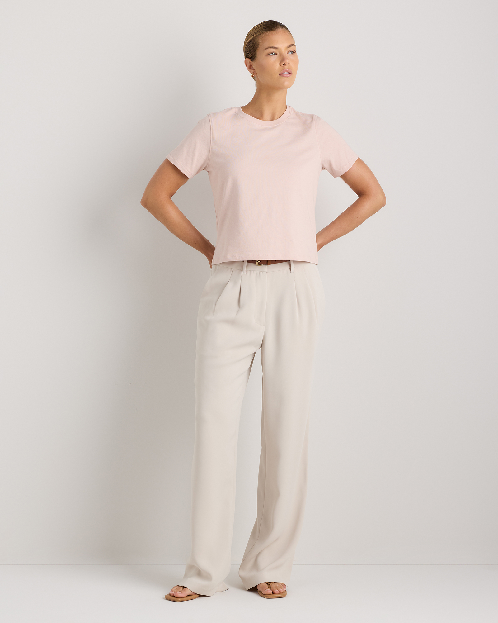 Organic Cotton Micro-Rib Elbow Sleeve Tee