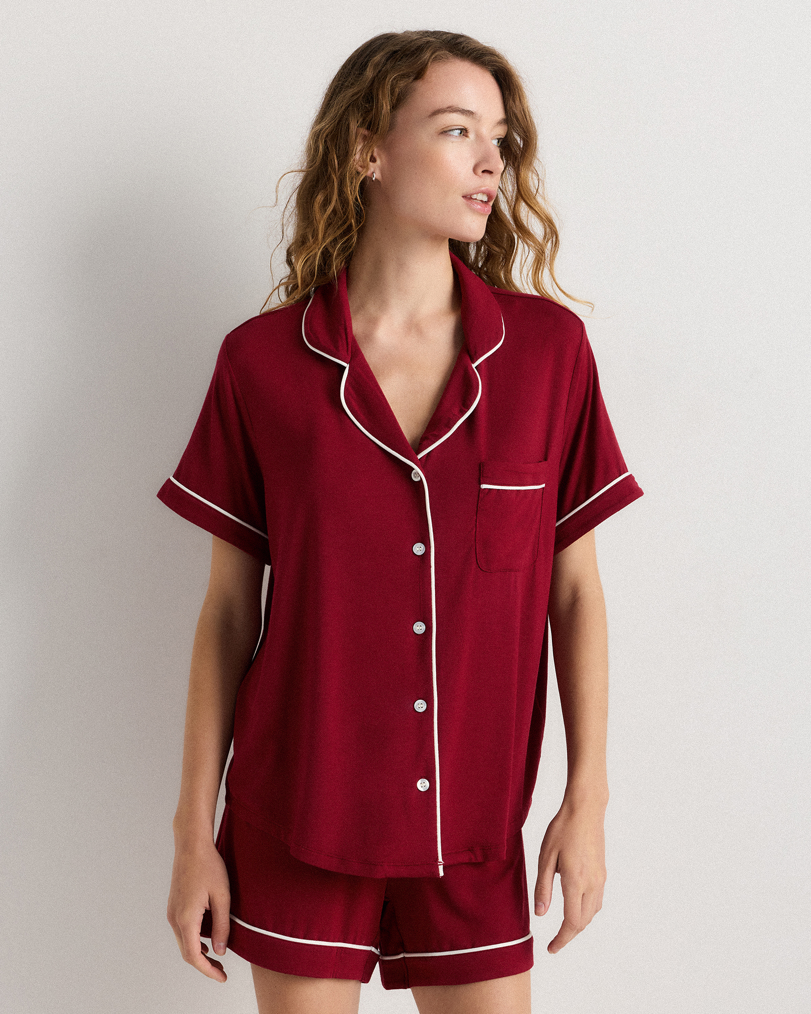 Rhubarb Bamboo Jersey Short Sleeve Pajama Set 		 		 		 		 		