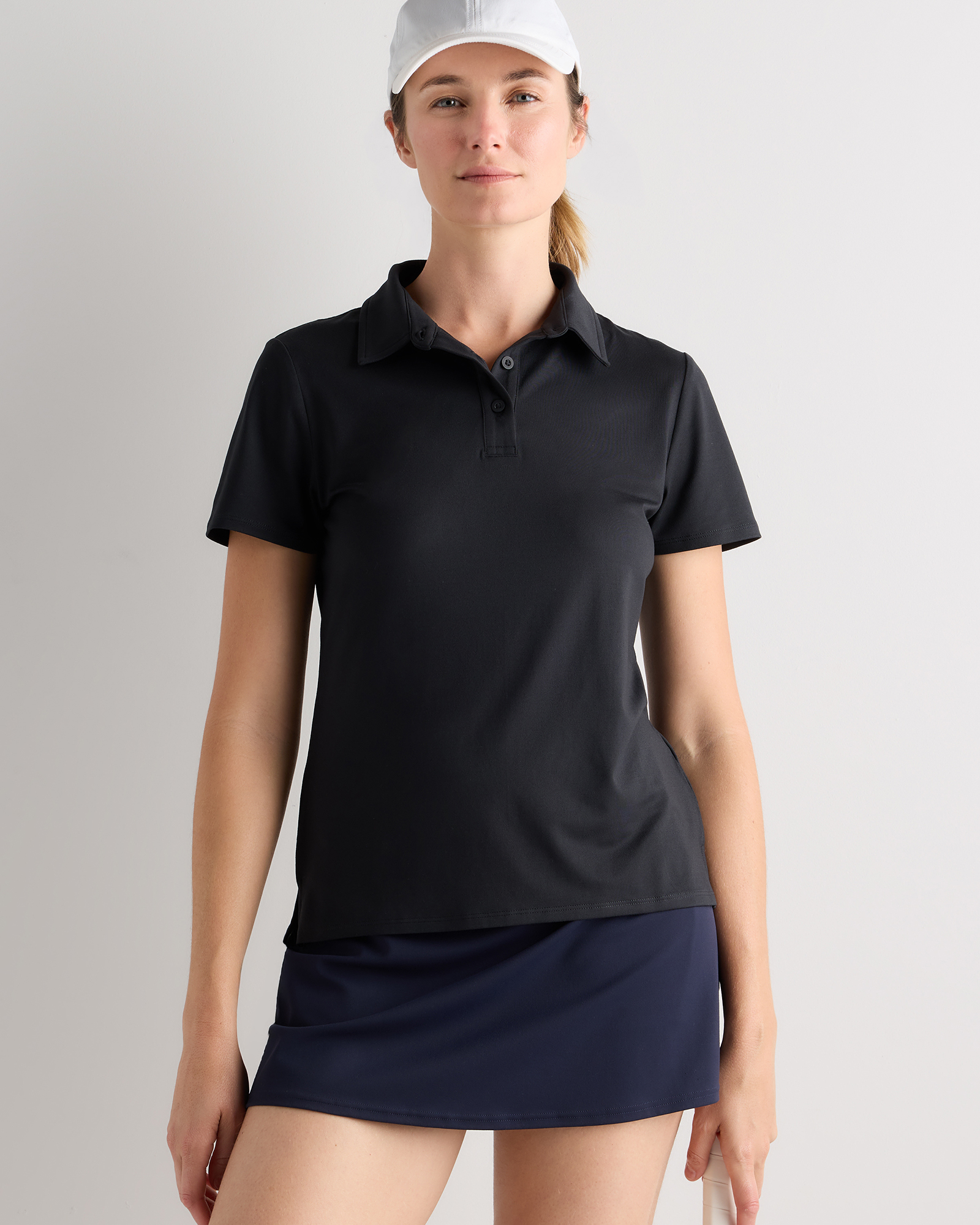 True Black Flowknit Breeze Short Sleeve Polo