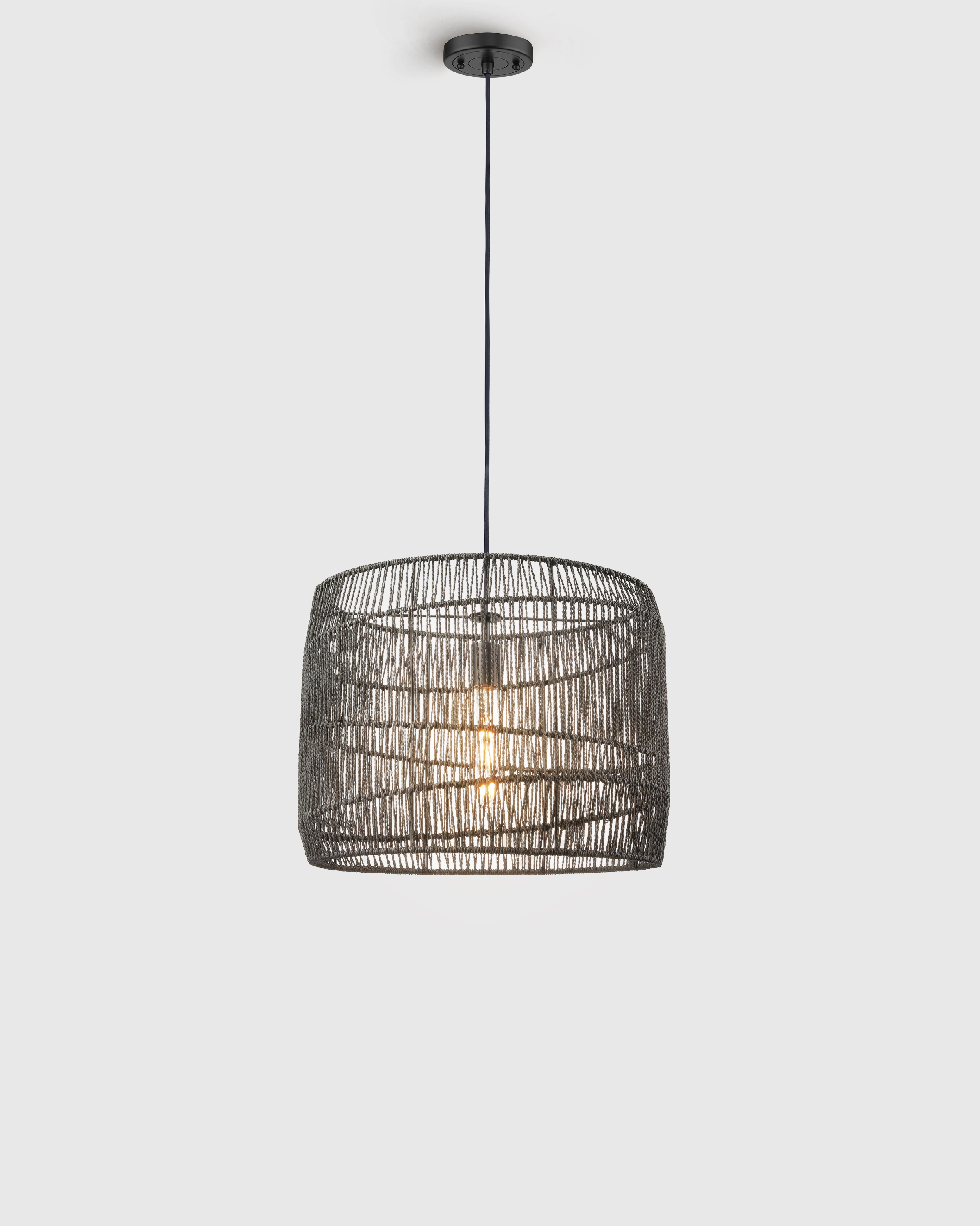 Quince Woven Rope Drum Pendant Light - Thumbnail 2