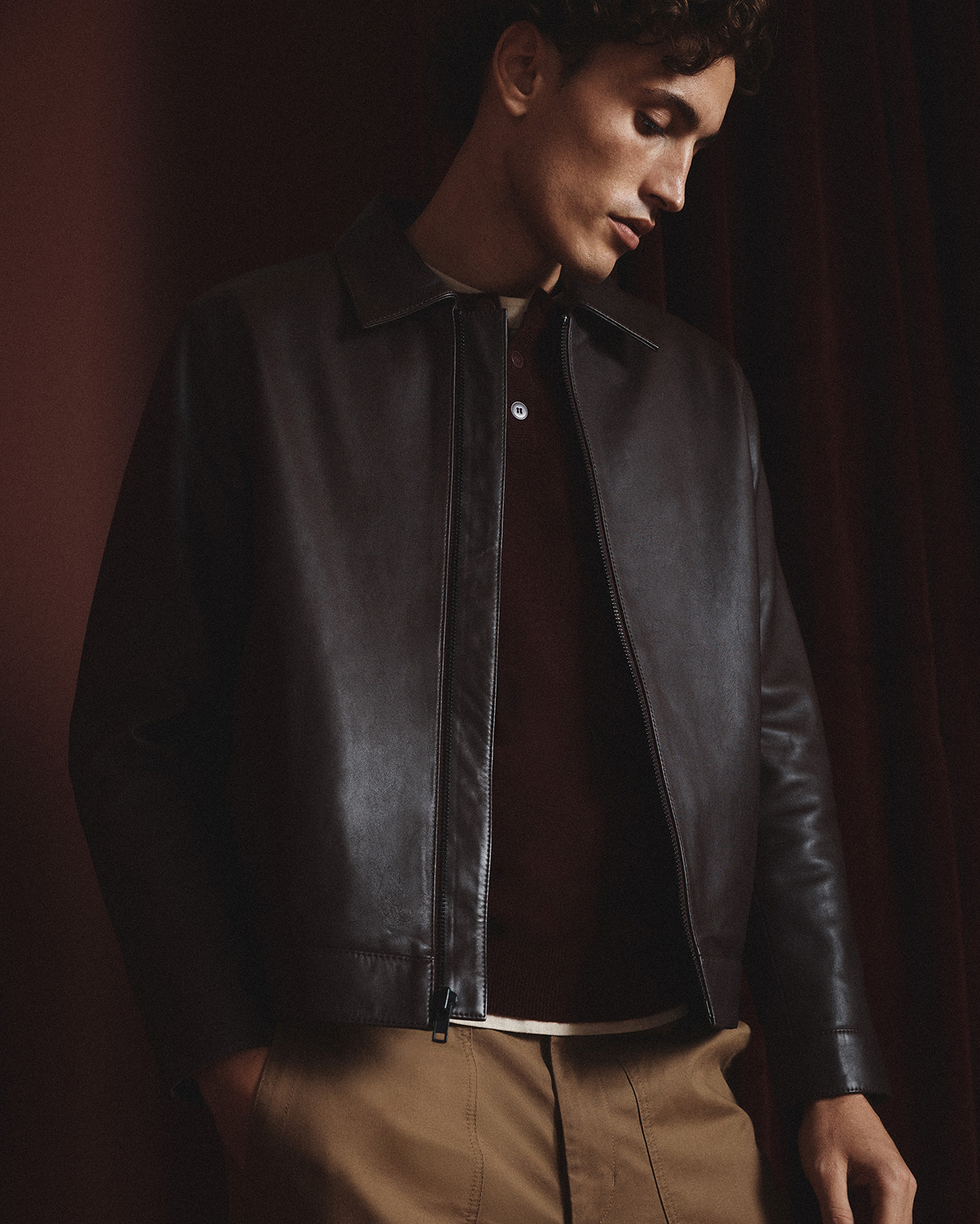 Rich Brown 100% Leather Harrington Jacket