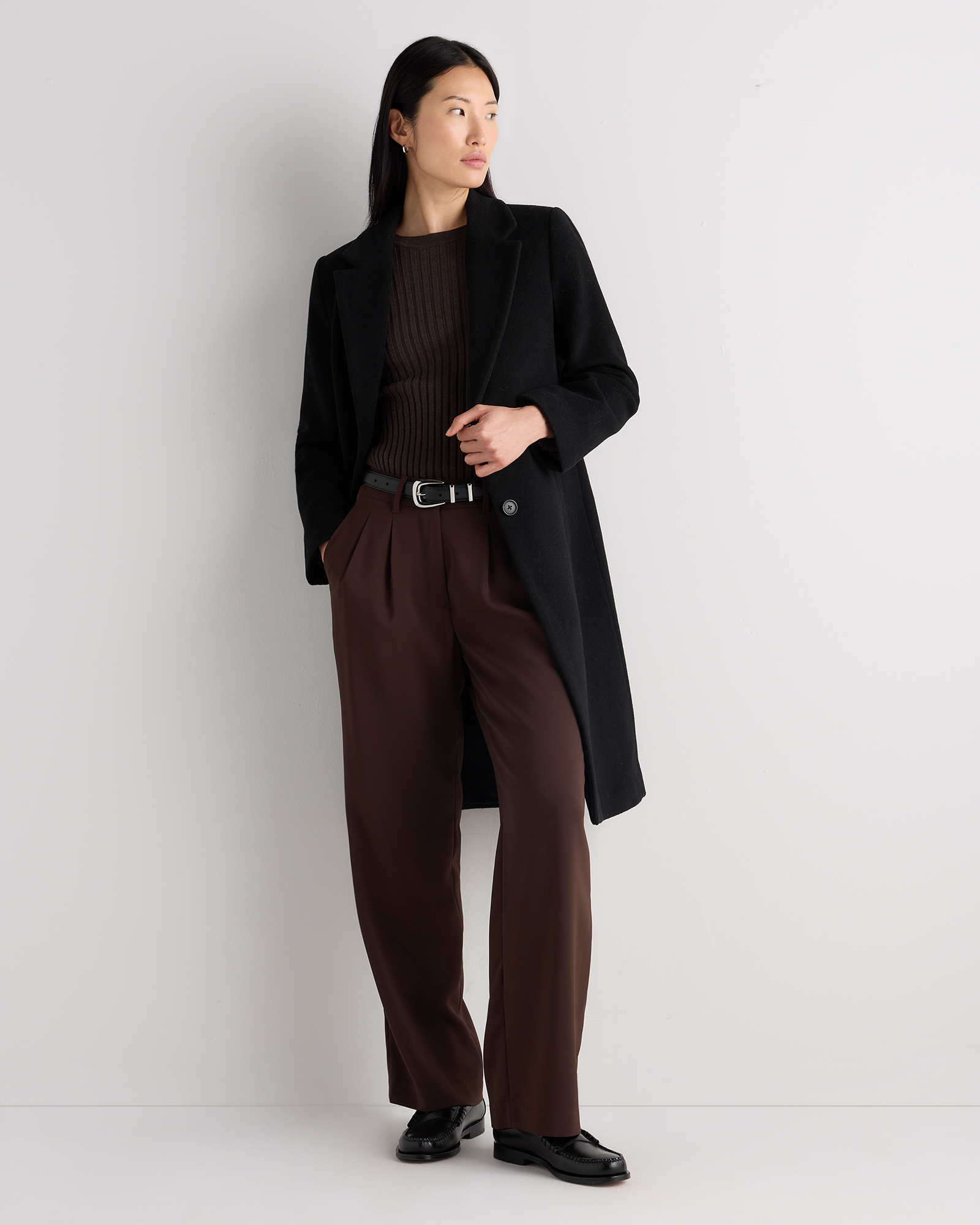 Black Wool Cashmere Classic Single-Breasted Coat
