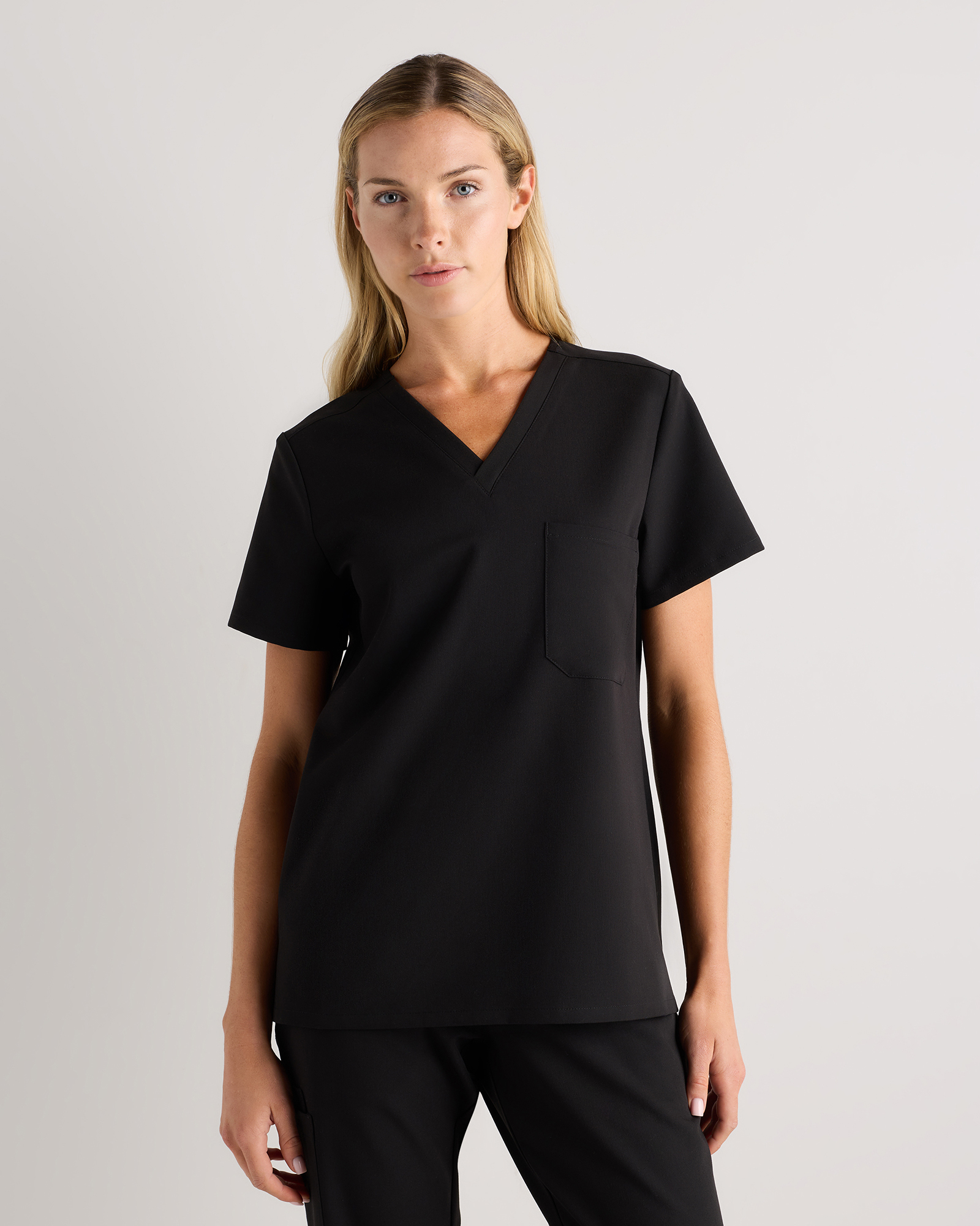 Bold Black AeraFlex 1-Pocket Scrub Top