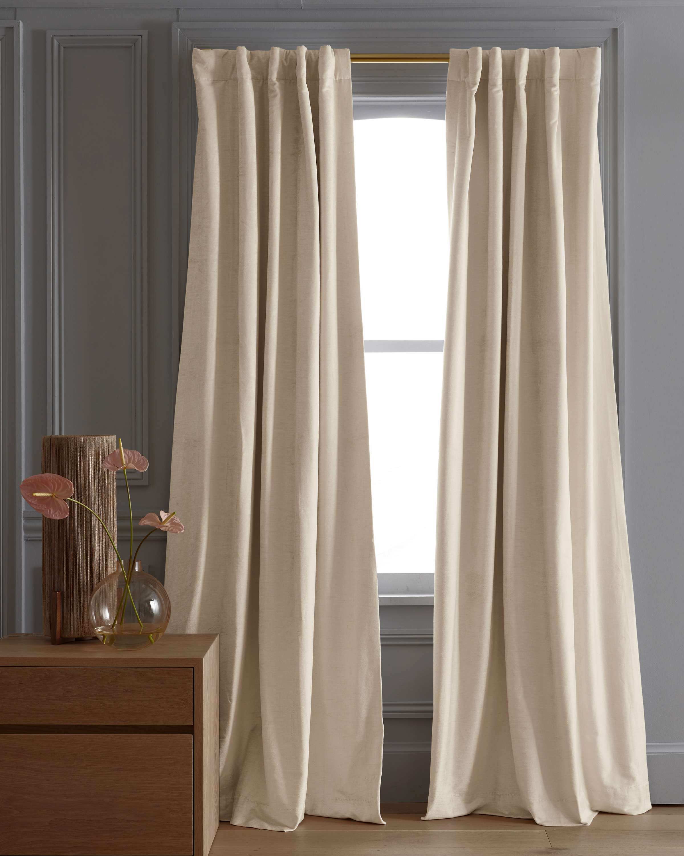 Champagne Luster Velvet True Blackout Curtain - Single Panel