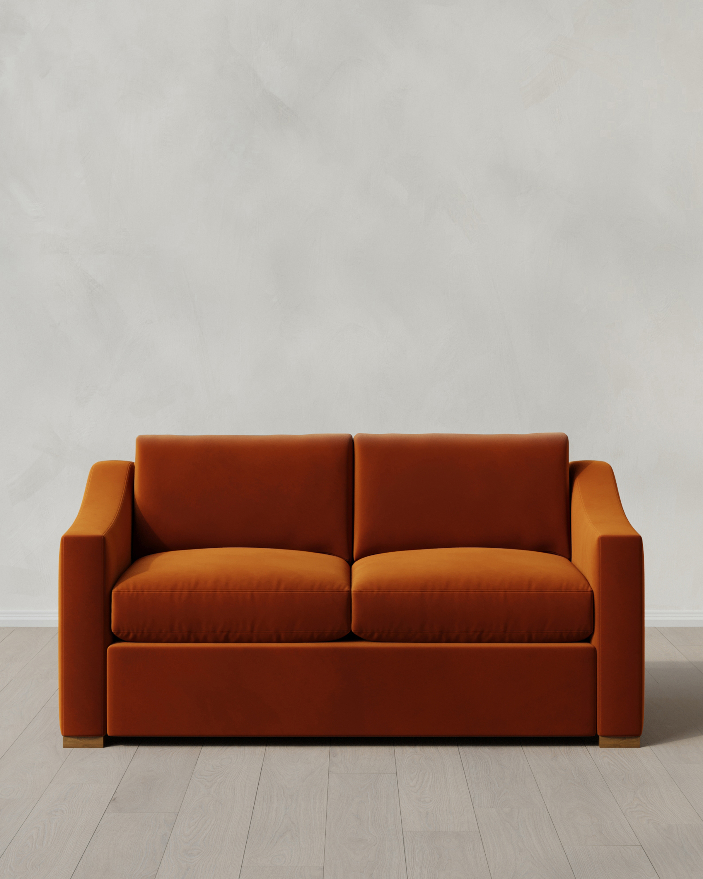 Rust Hollis Slope Arm Sofa in Performance Velvet