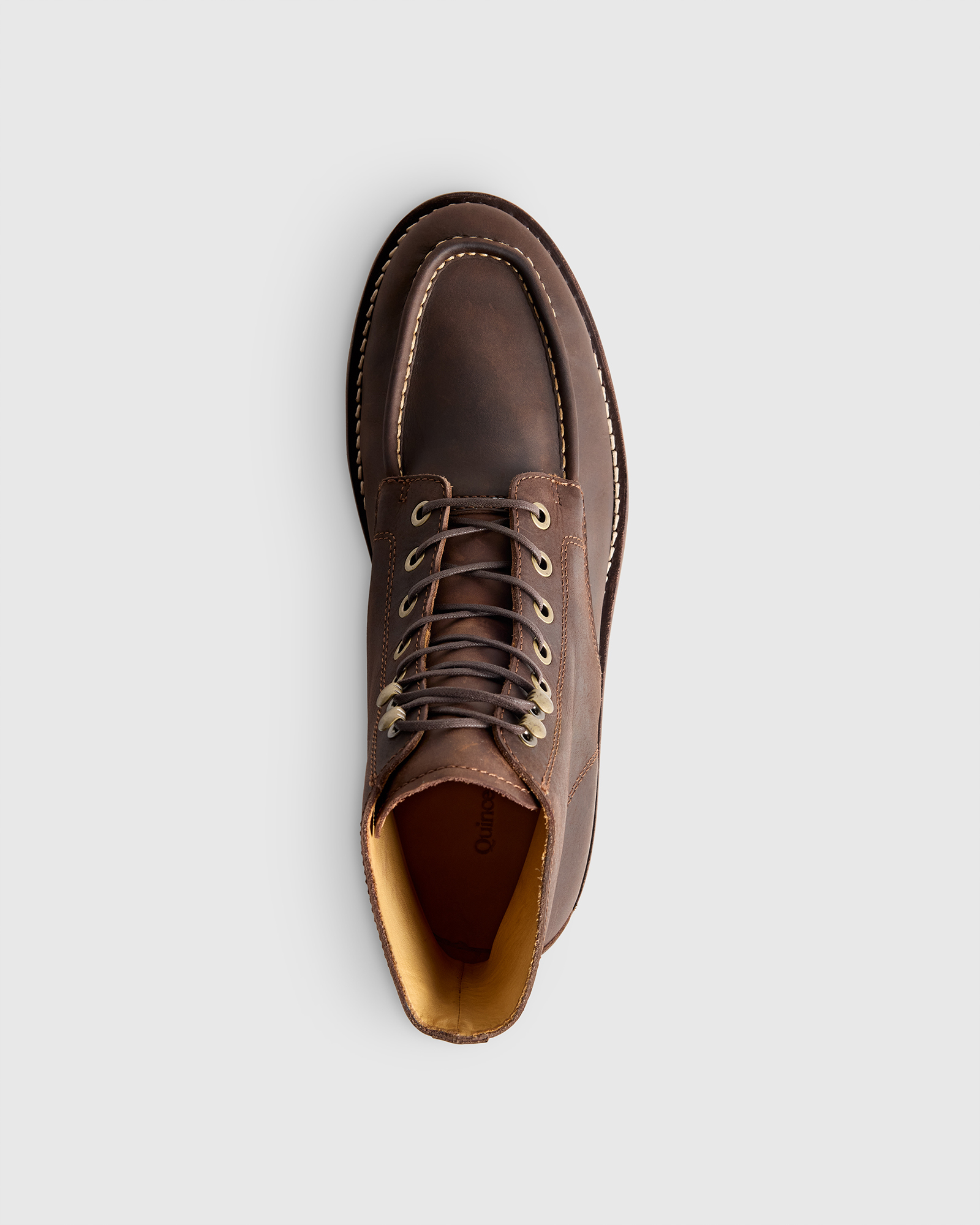 Crafted Leather Moc Toe Boot in Dark Chocolate