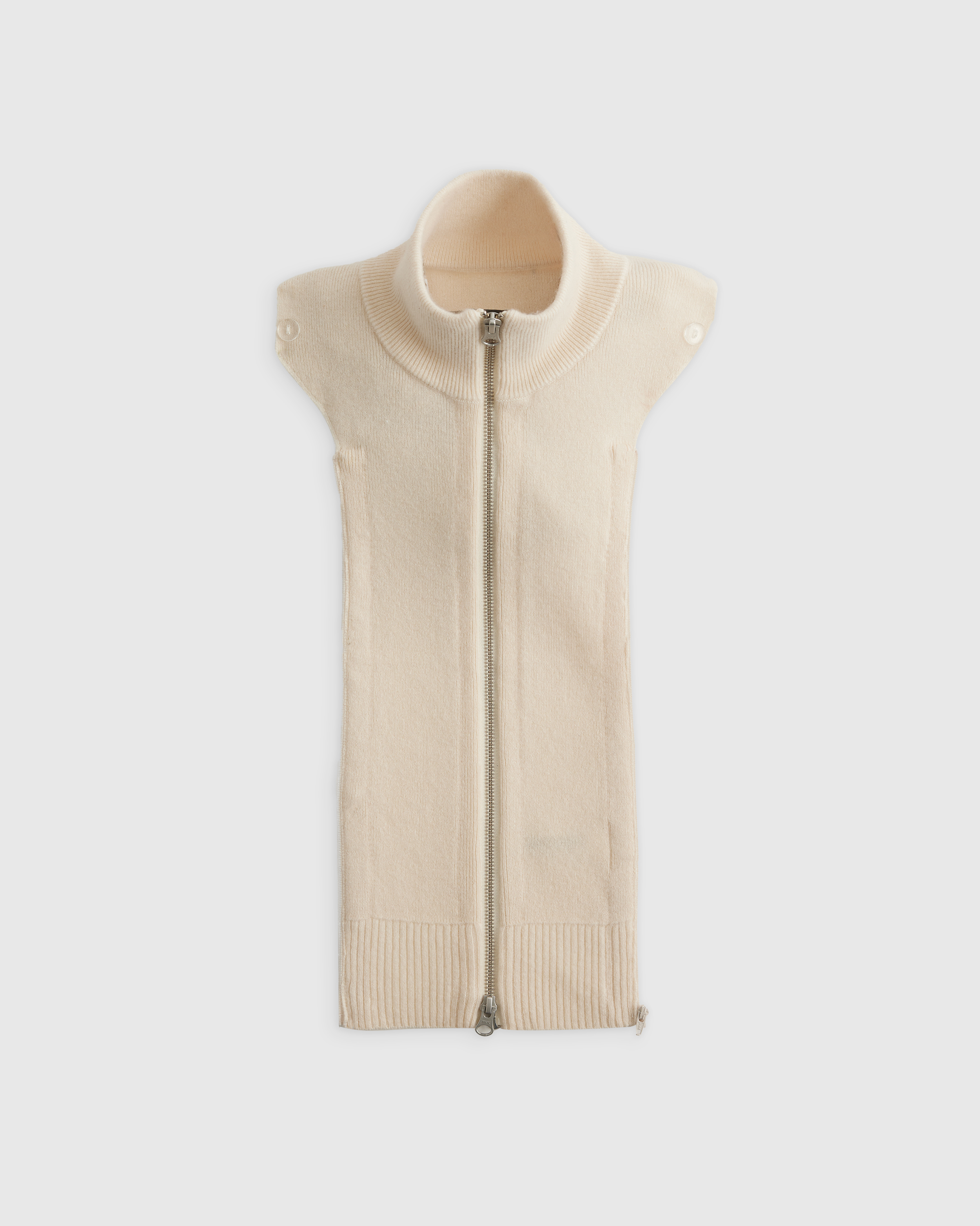 Ivory 100% Mongolian Cashmere Ribbed Collar Blazer Insert