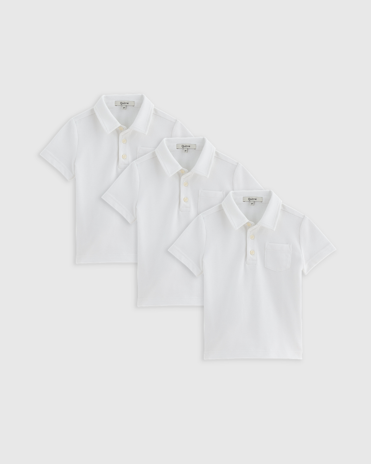 White Organic Cotton Short Sleeve Pique Polo 3-Pack