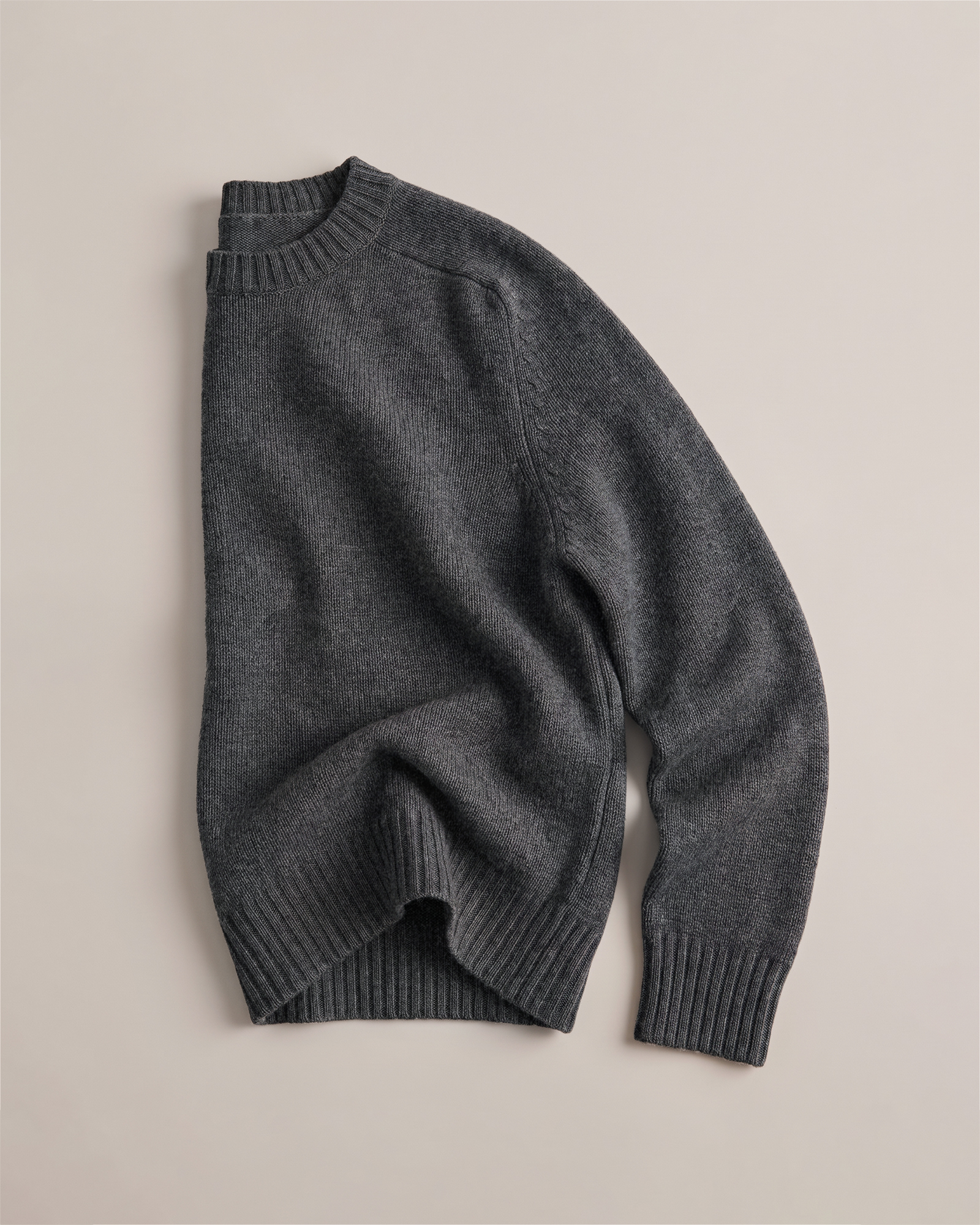 Heather Pewter Luxe Baby Cashmere Crewneck Sweater
