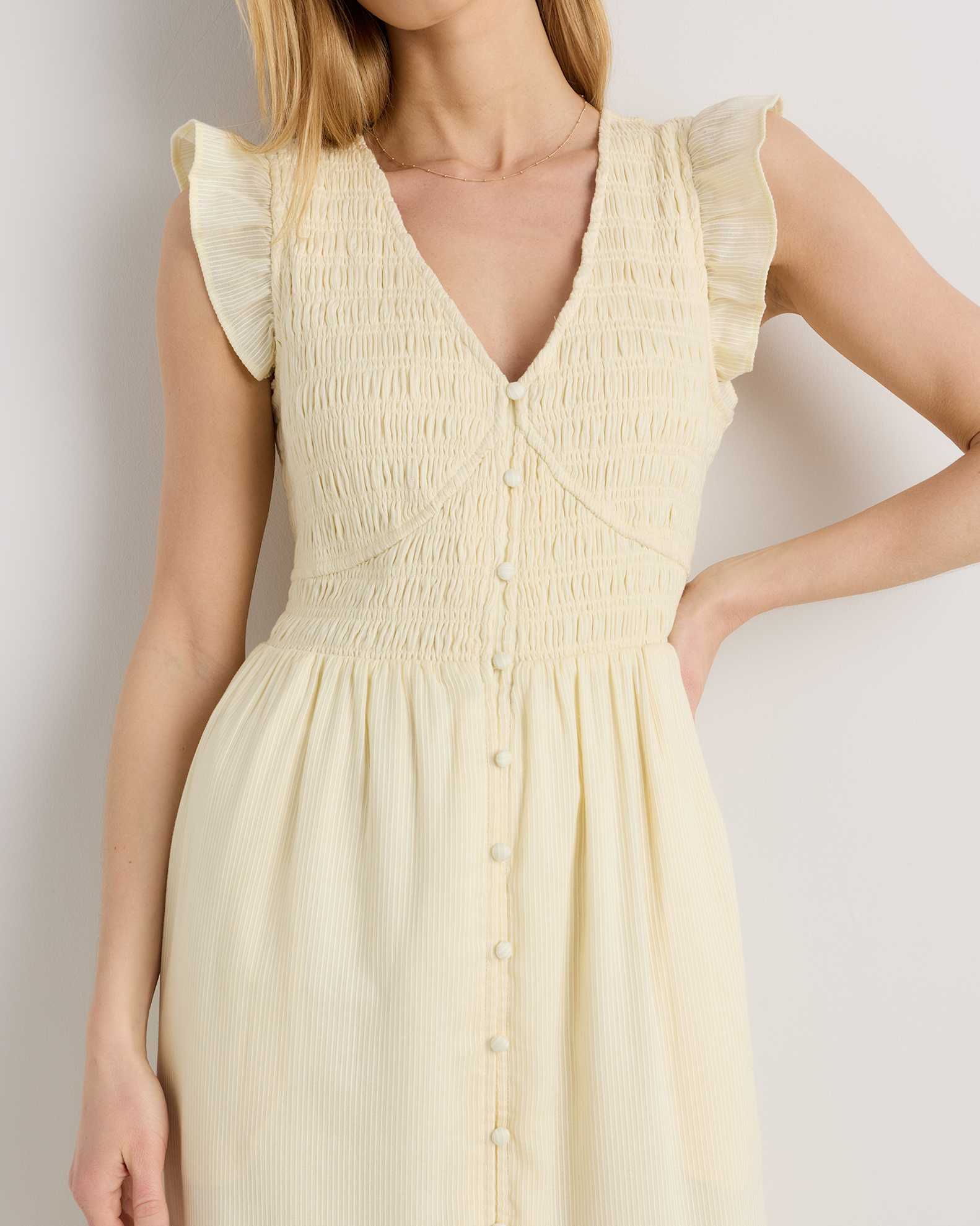 nude cotton dress Janis Cotton Frill Mini Dress - Nude