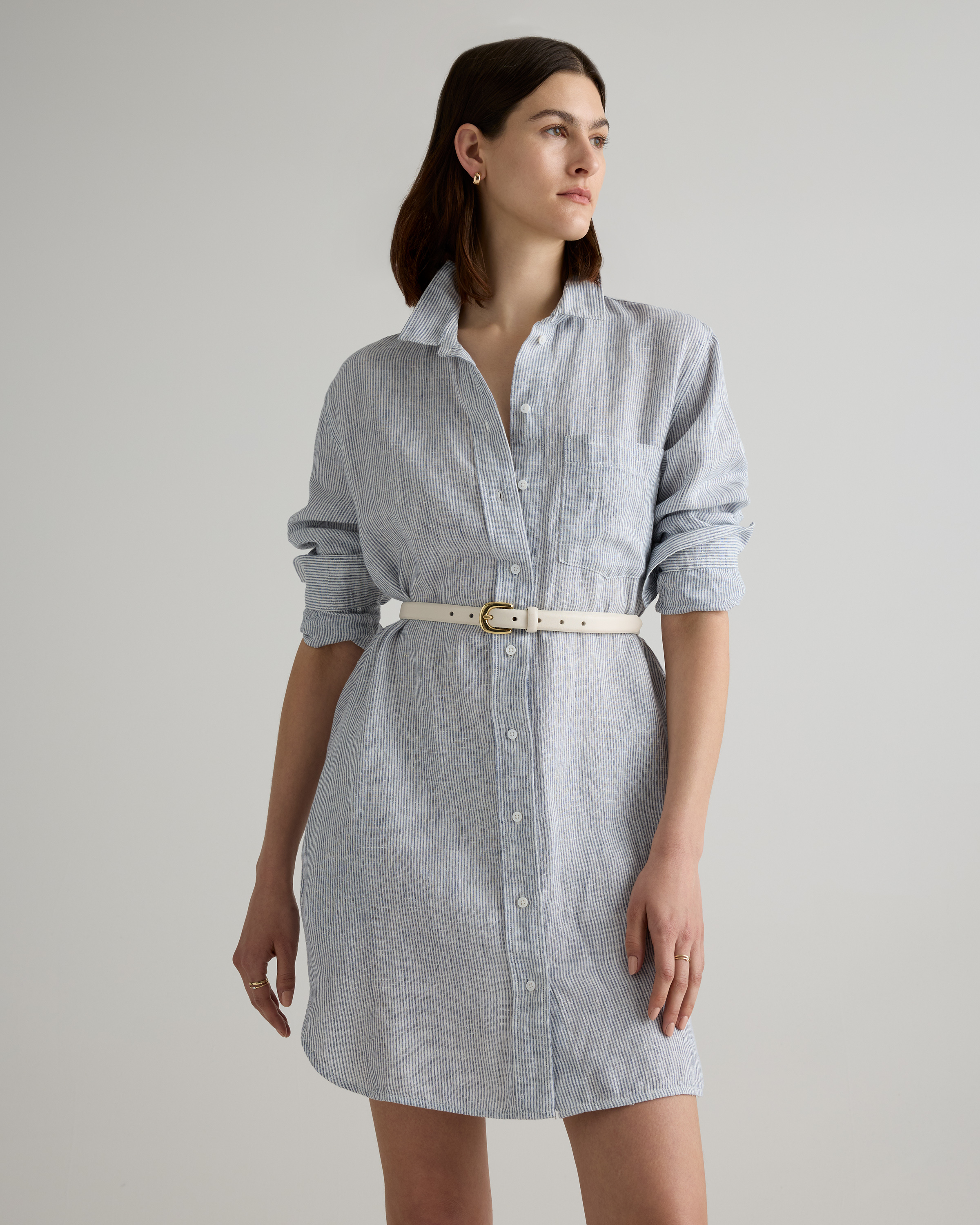 100% European Linen Shirt Dress