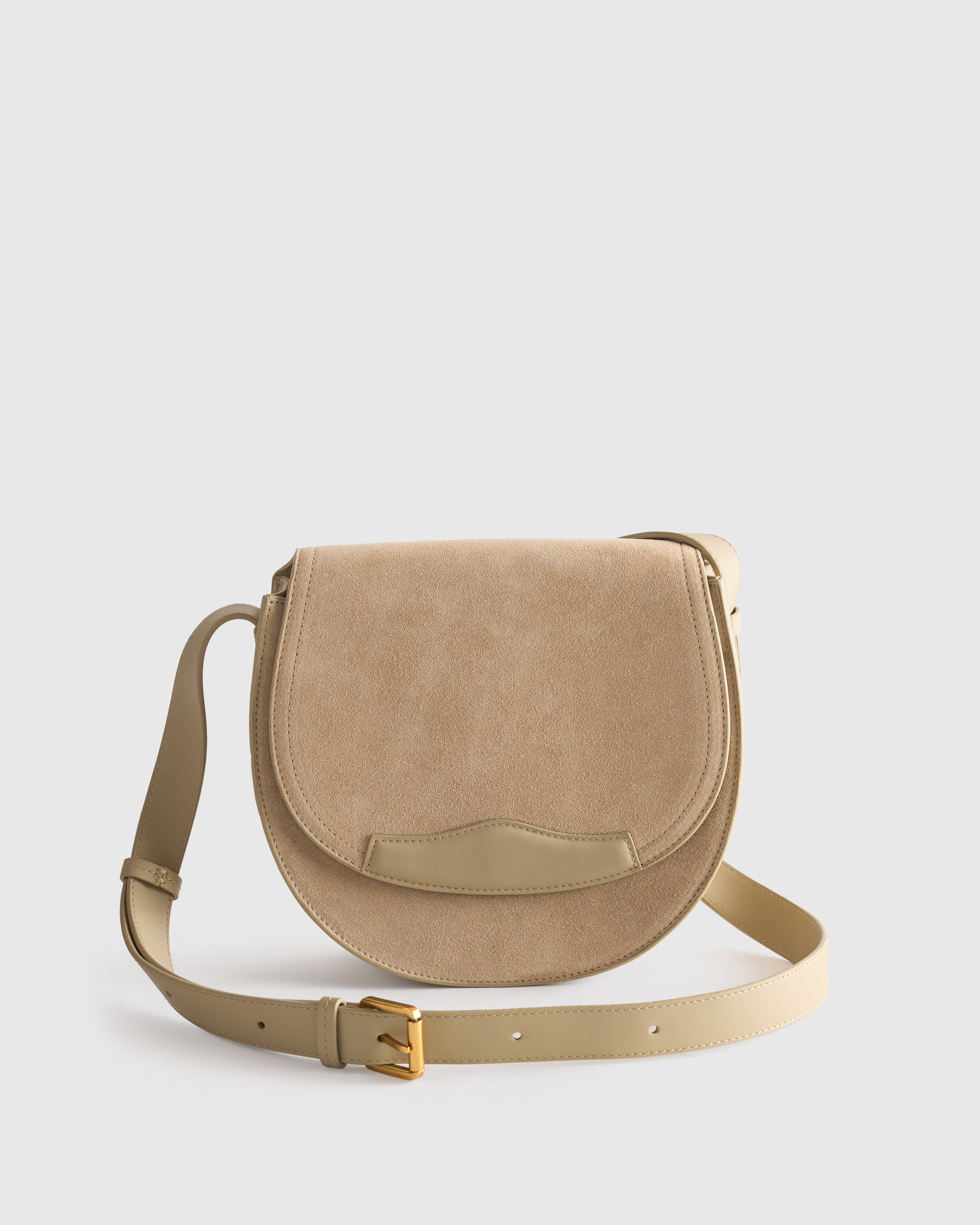 Sand Italian Suede Saddle Bag