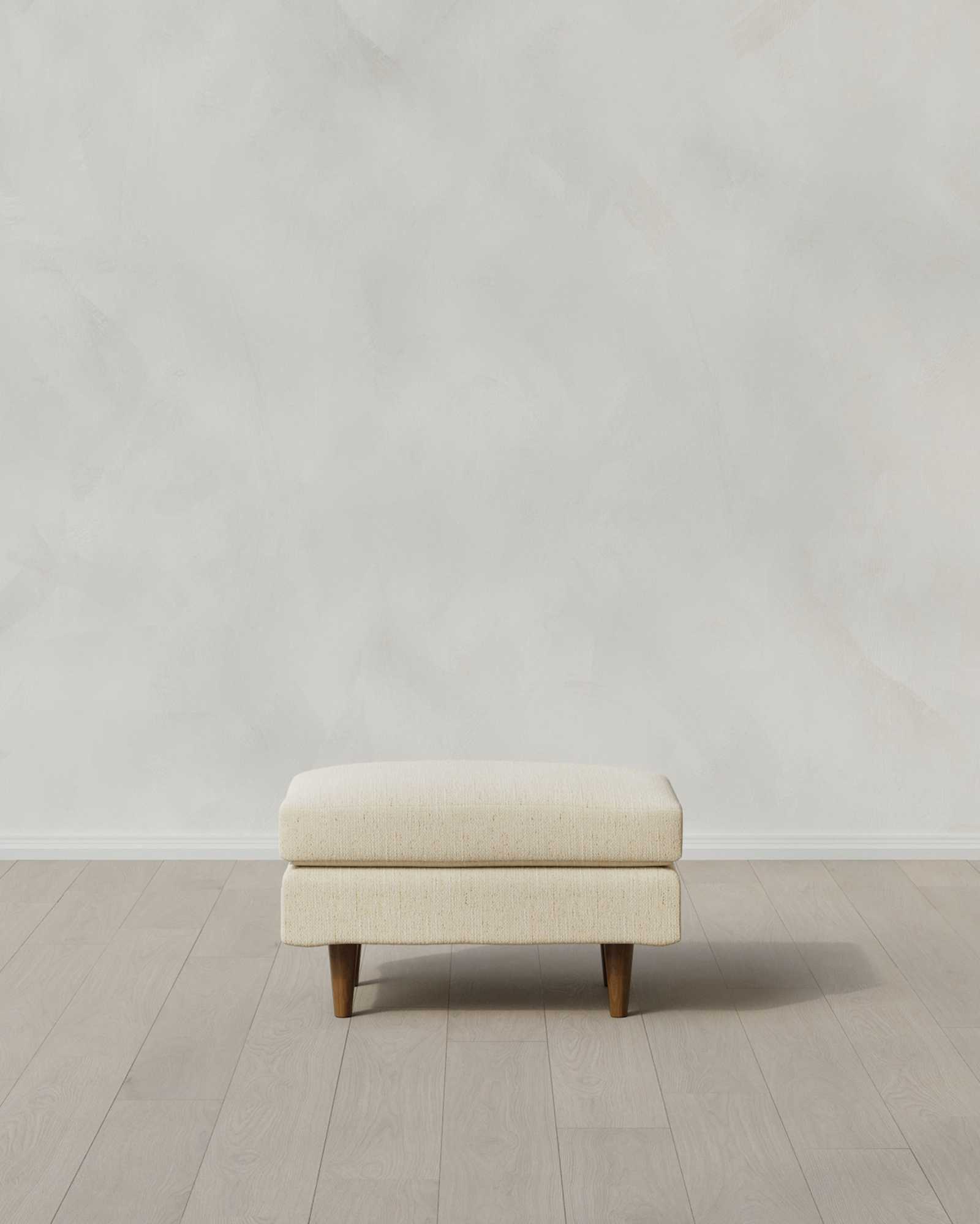 Midcentury Ottoman 32in Nomad Eggshell