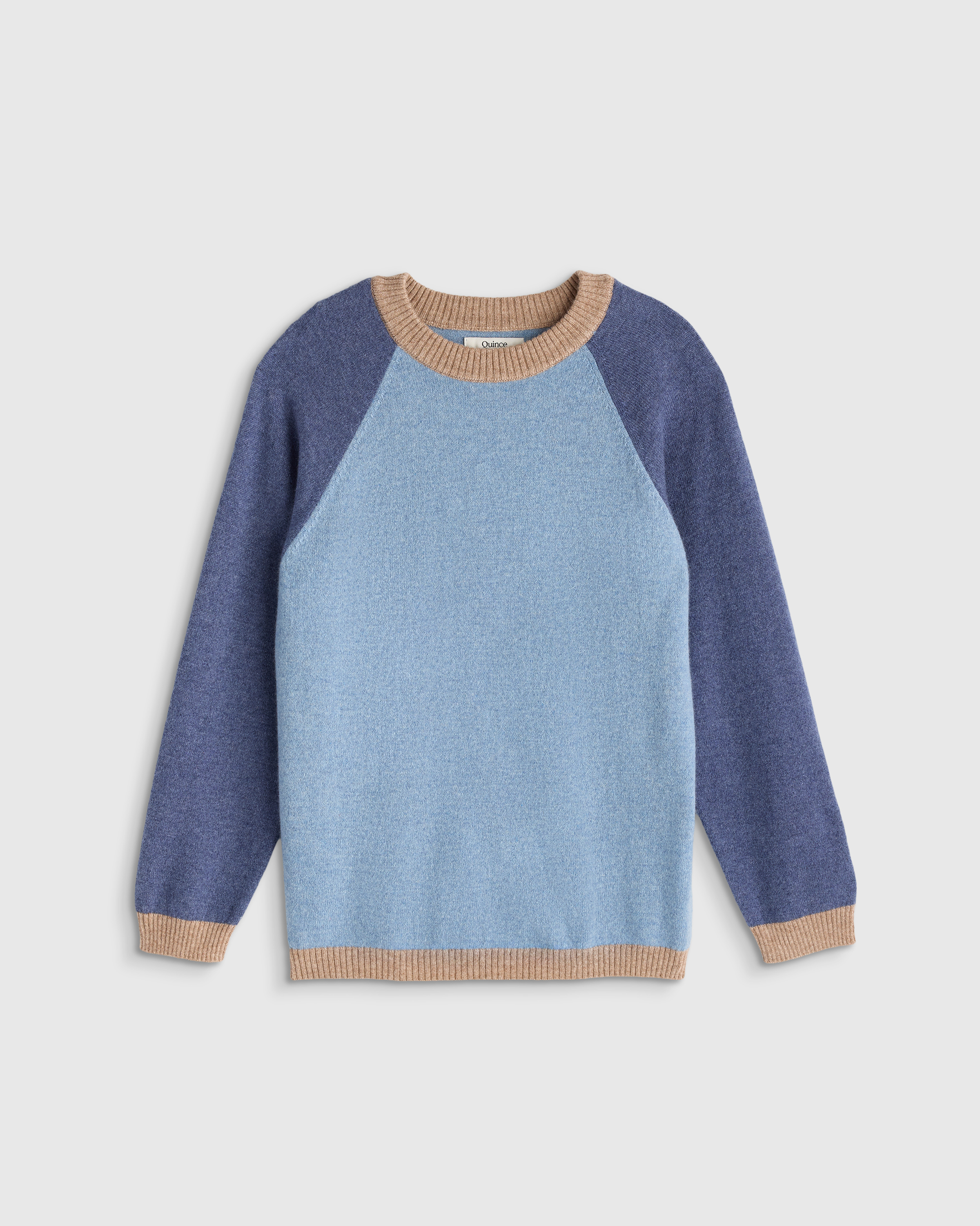 Soft Blue Colorblock KID Boys Colorblock Cashmere Crewneck Sweater