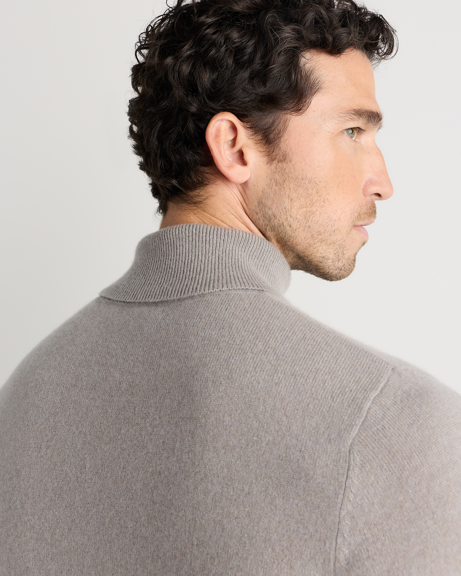 Mongolian Cashmere Turtleneck Sweater in Morel Grey