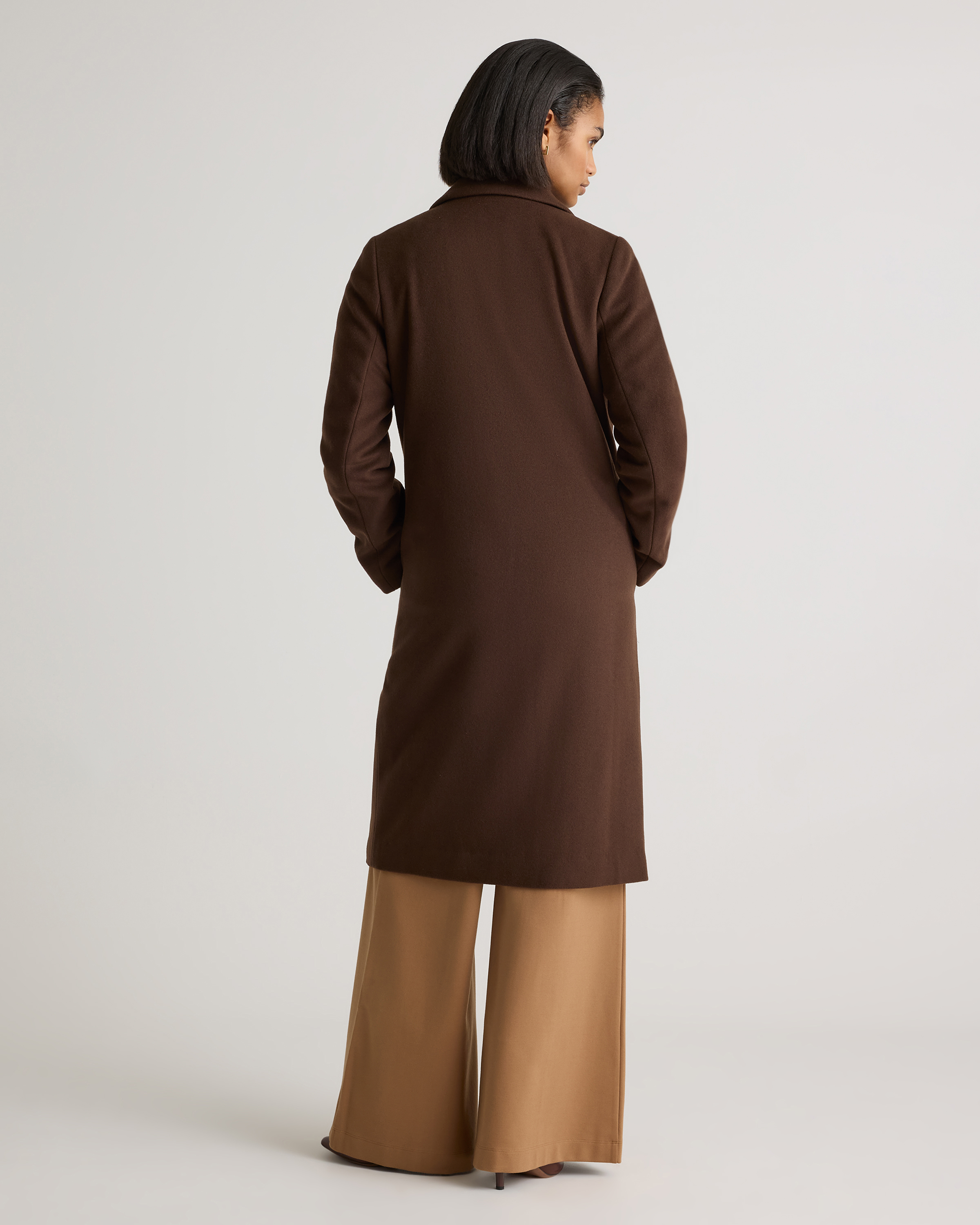 Italian Wool Classic Single-Breasted Coat in Dark Chocolate