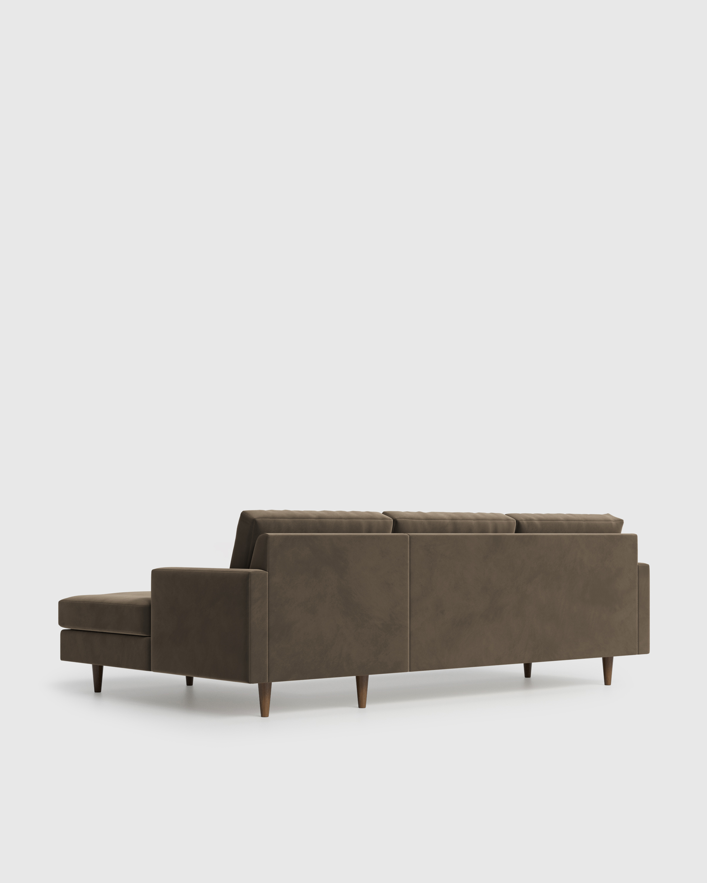 Midcentury Chaise Sectional 106in Right Arm Performance Velvet Sable back angle