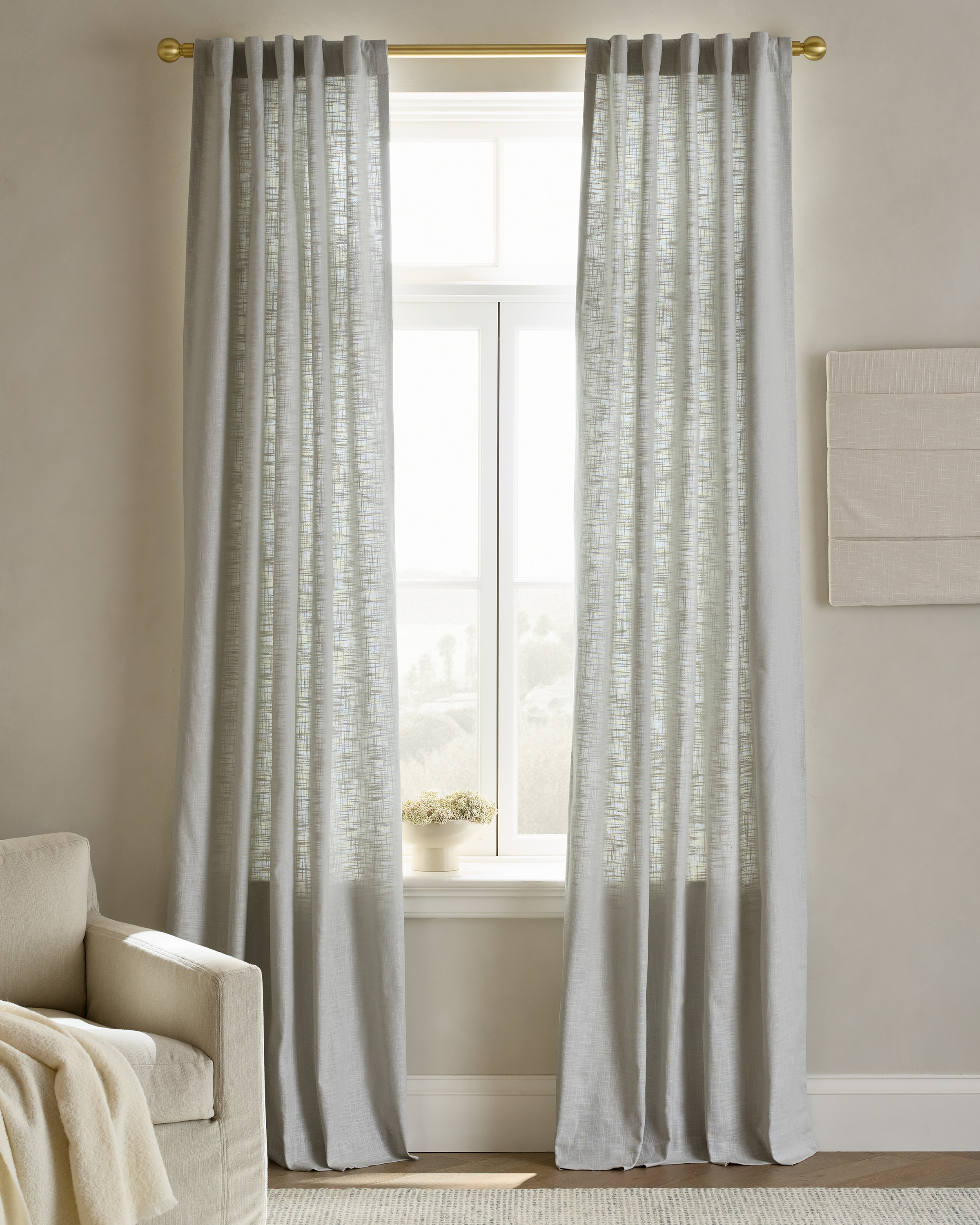 Light Grey Textured Cotton Curtain