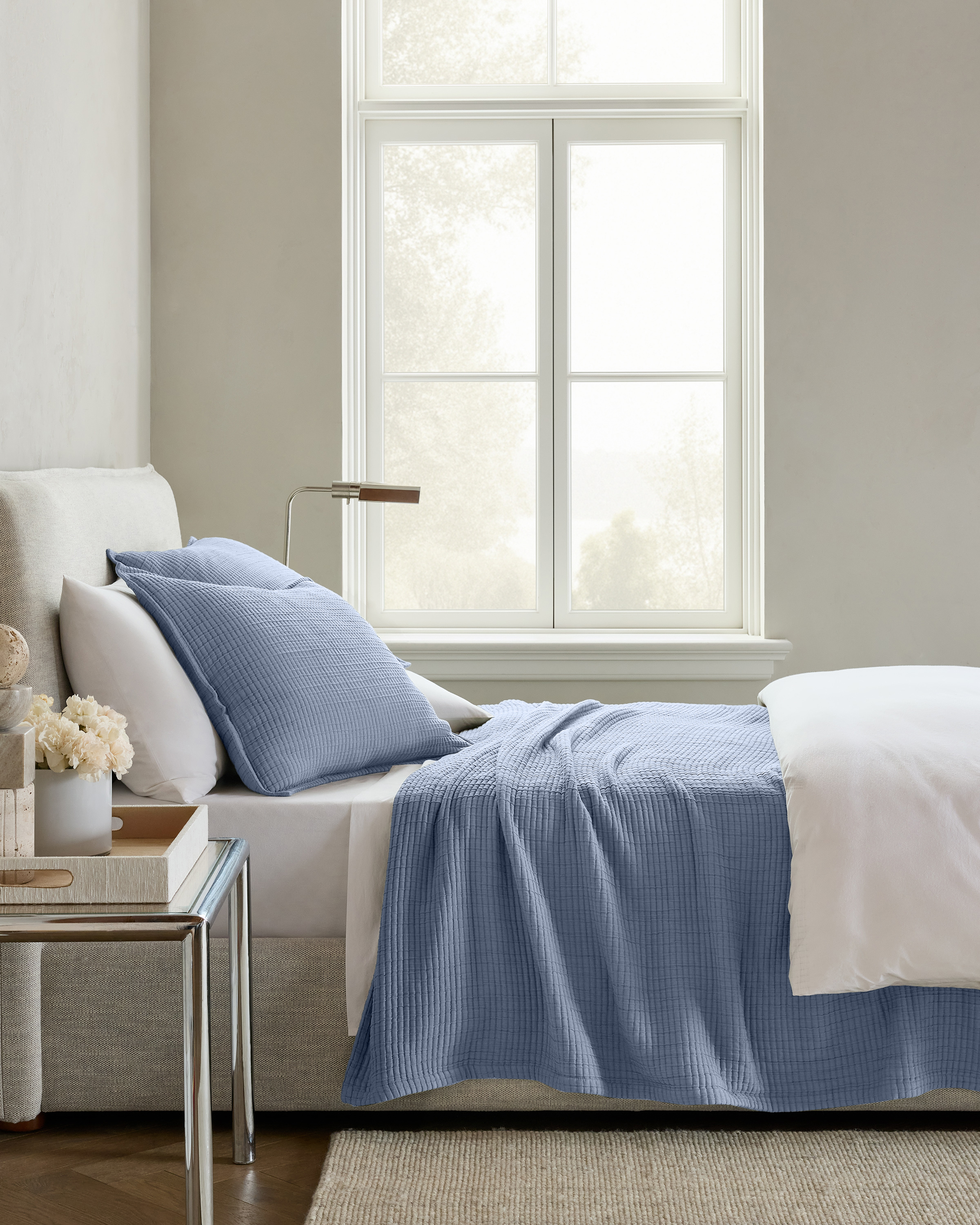 Mineral Organic Ribbed Cotton Coverlet