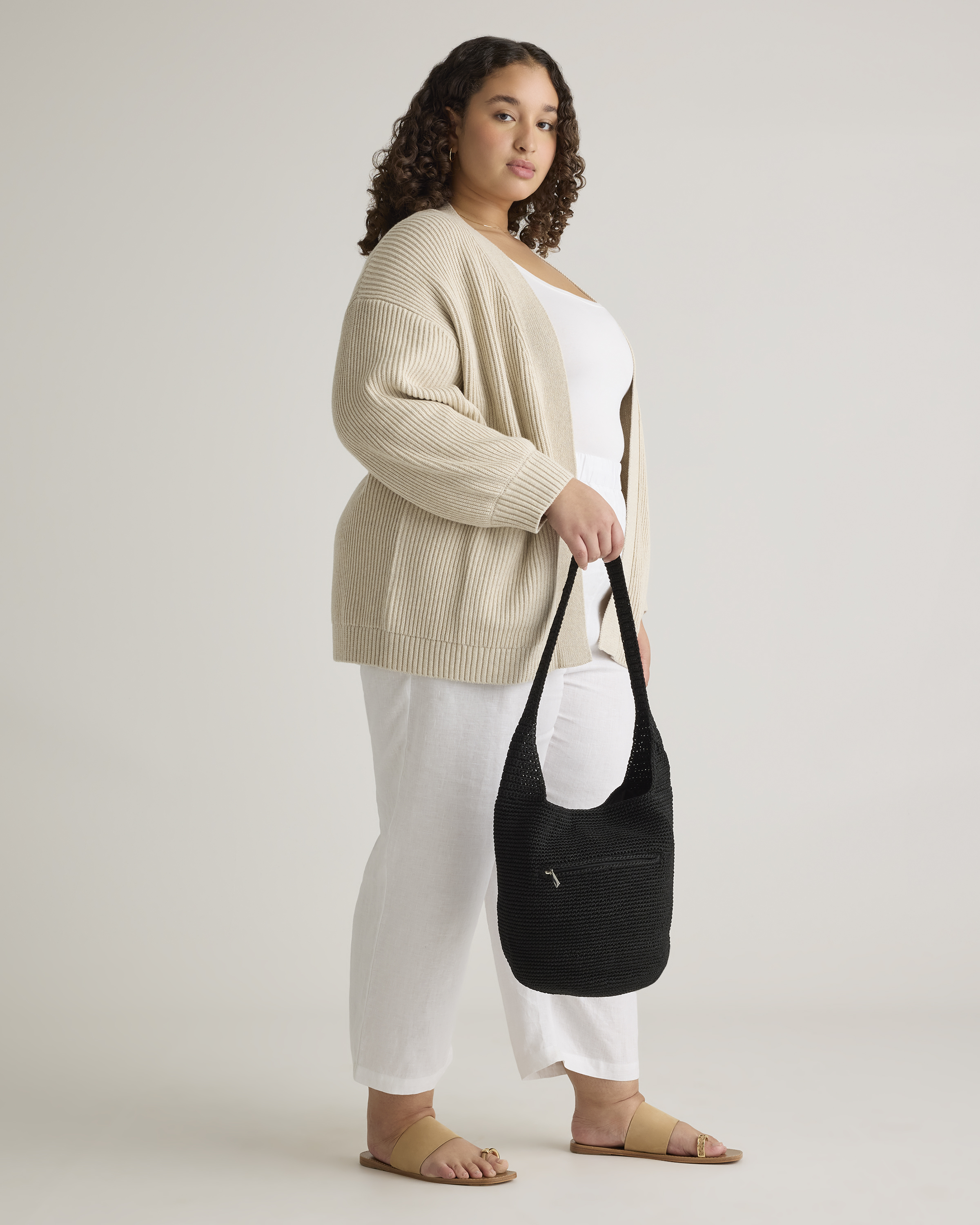 Hand Crochet Hobo Shoulder Bag in Black