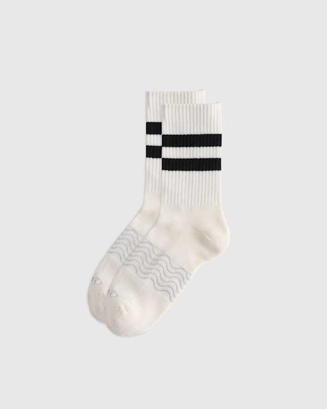 Ivory/Black Stripe Everyday Cotton Varsity Stripes Half-Crew Sock