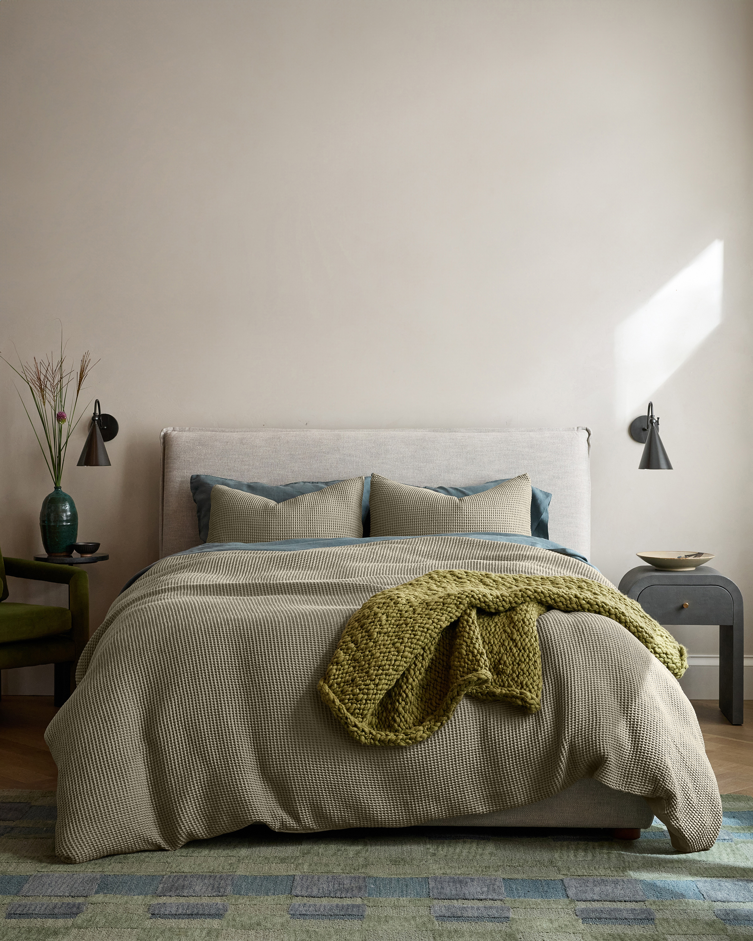 Dried Sage Organic Waffle Duvet Cover Set