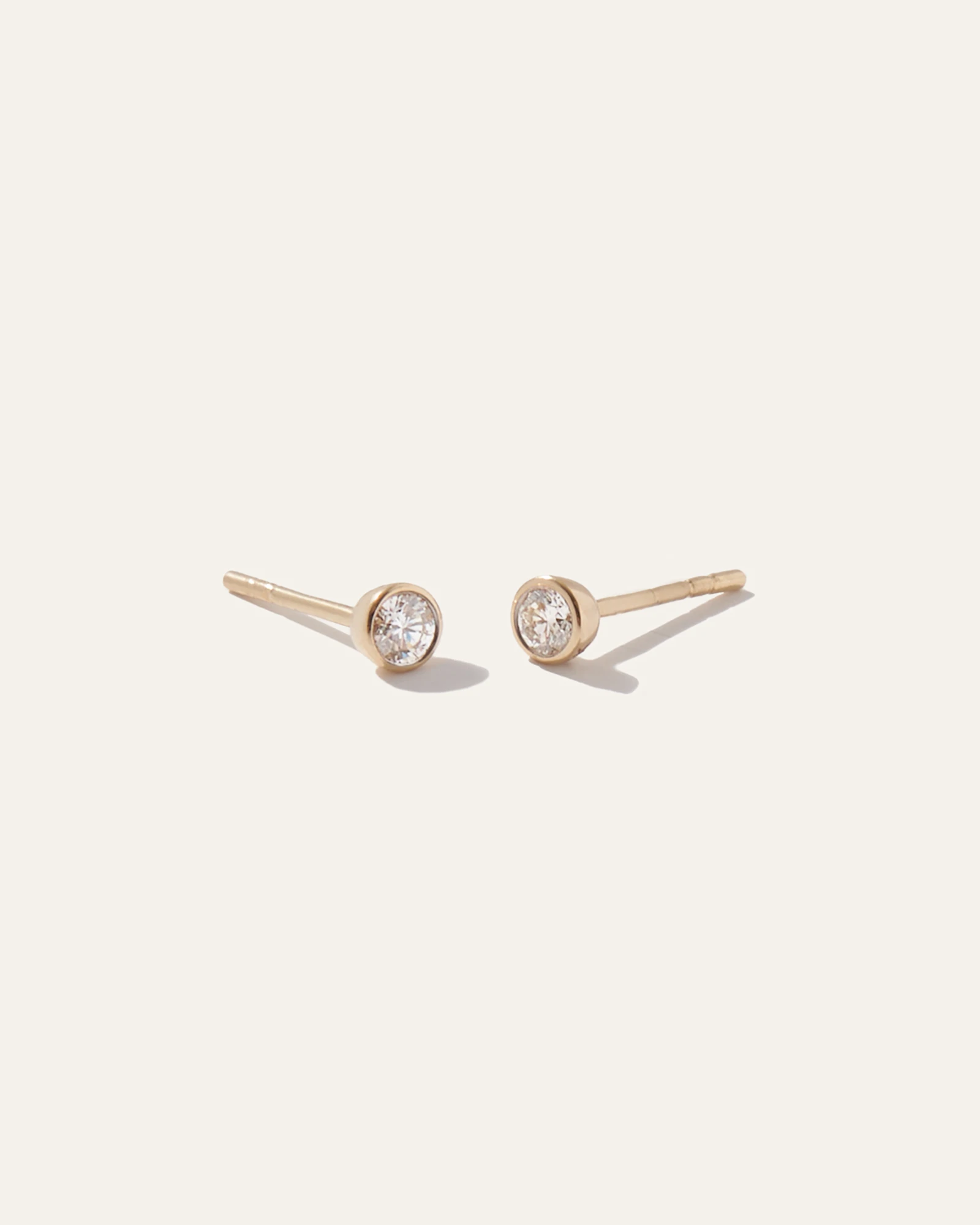 14K Gold Natural Diamond Bezel Studs