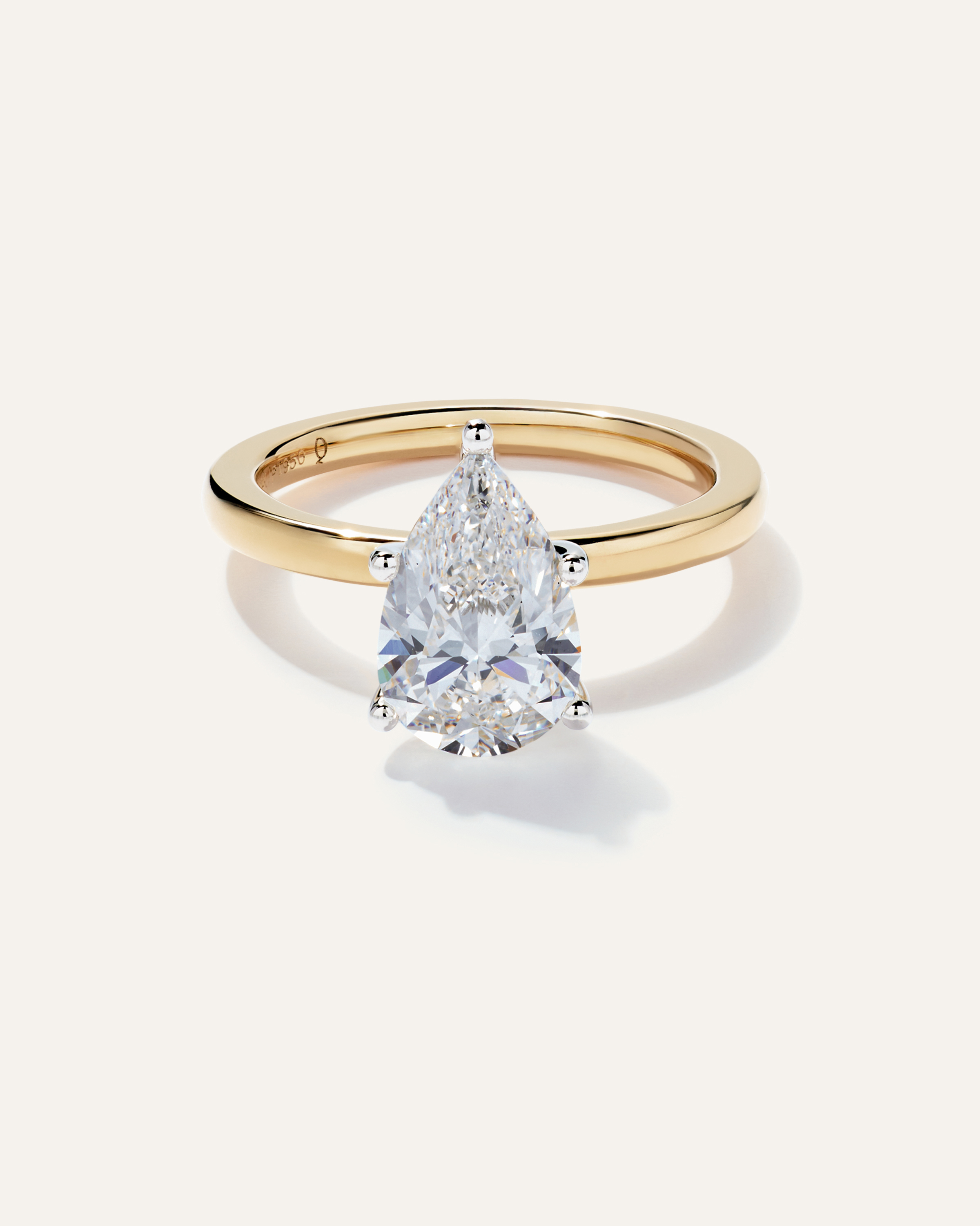 Yellow Gold Lab Grown Diamond Pear Comfort Fit Engagement Ring - 2.5ct
