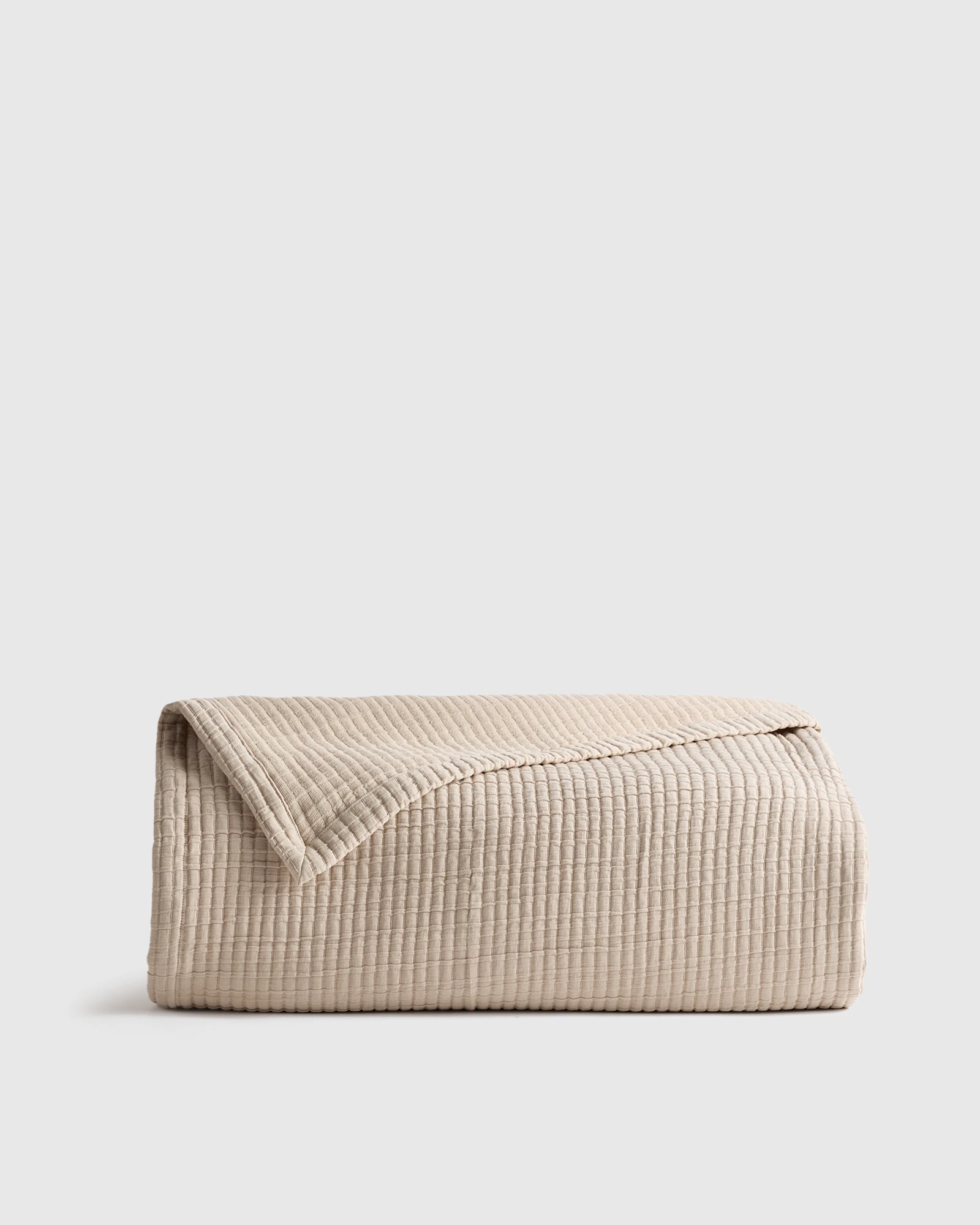 Organic Ribbed Cotton Coverlet - Ivory, King/Cal King