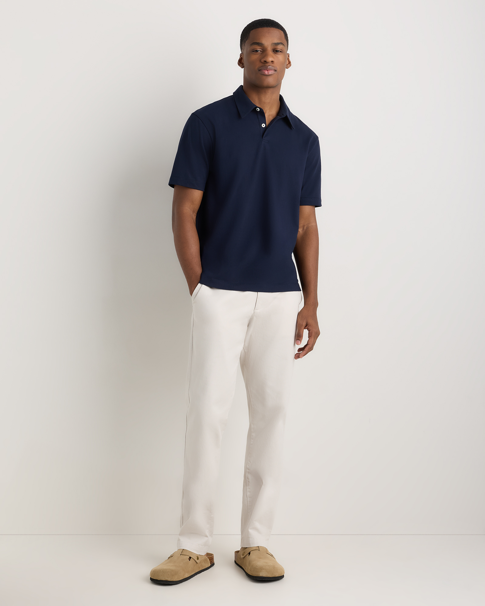Men's 100% Organic Sueded Cotton Jersey Polo in Deep Navy | Quince