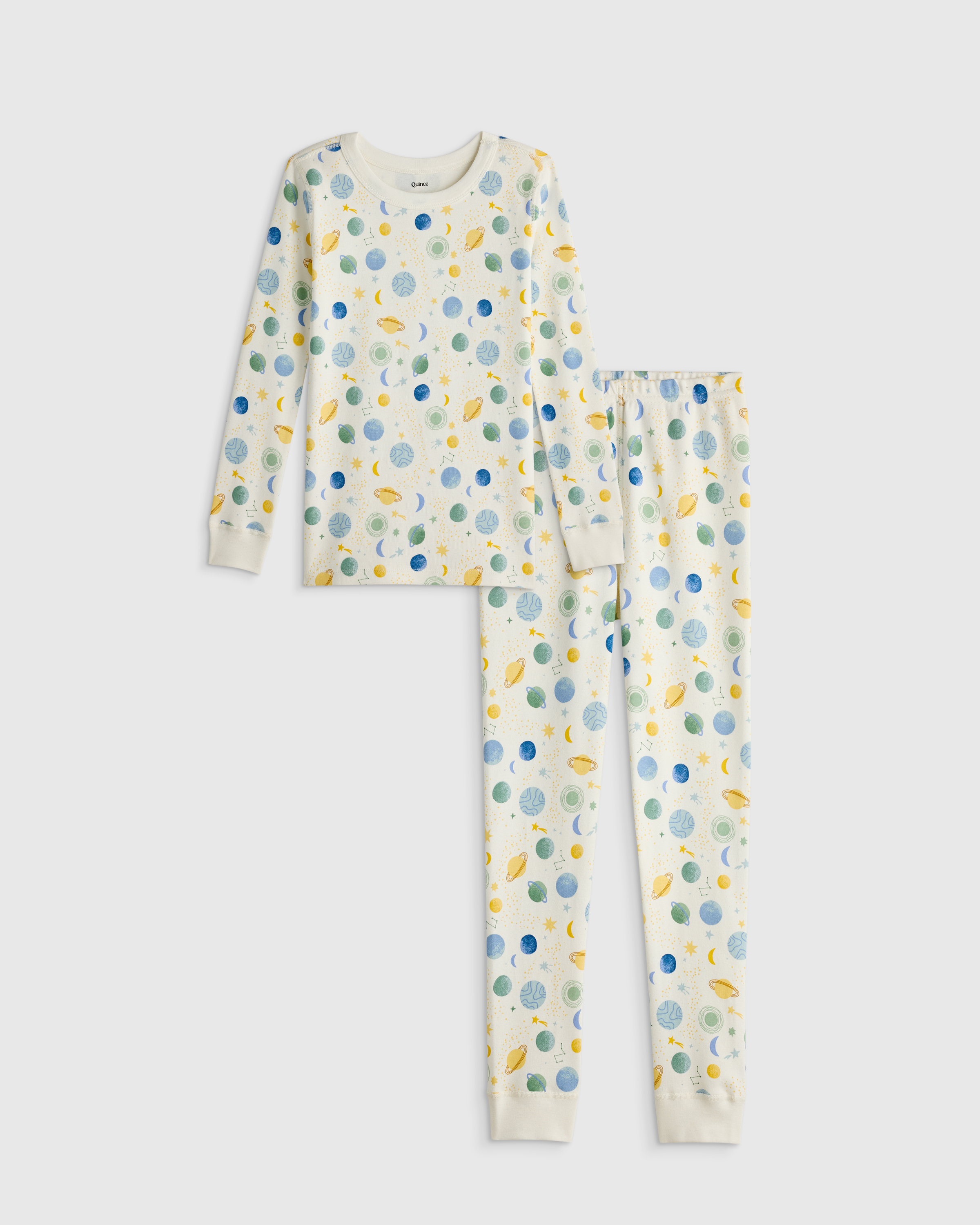 Celestial Dreams Cream 100% Organic Cotton Long Sleeve and Pant Pajama Set
