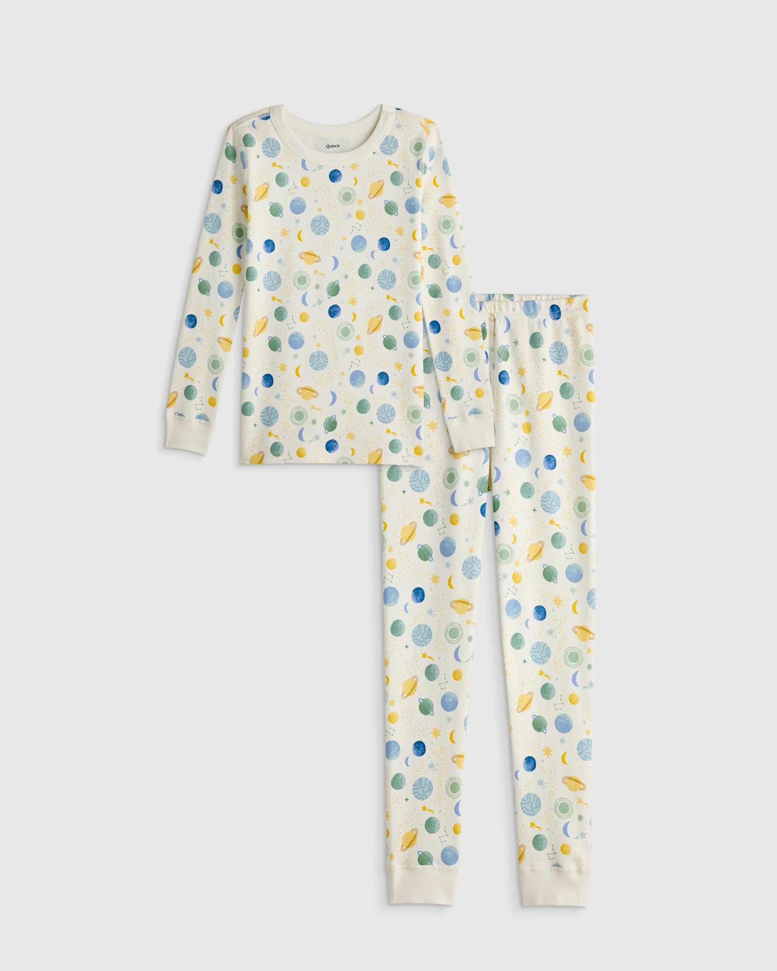 U--846 KID 100 Organic Cotton Long Sleeve and Pant Pajama Set Little Dinos 14482 Celestial Dreams Cream 14490 CROPPED SET