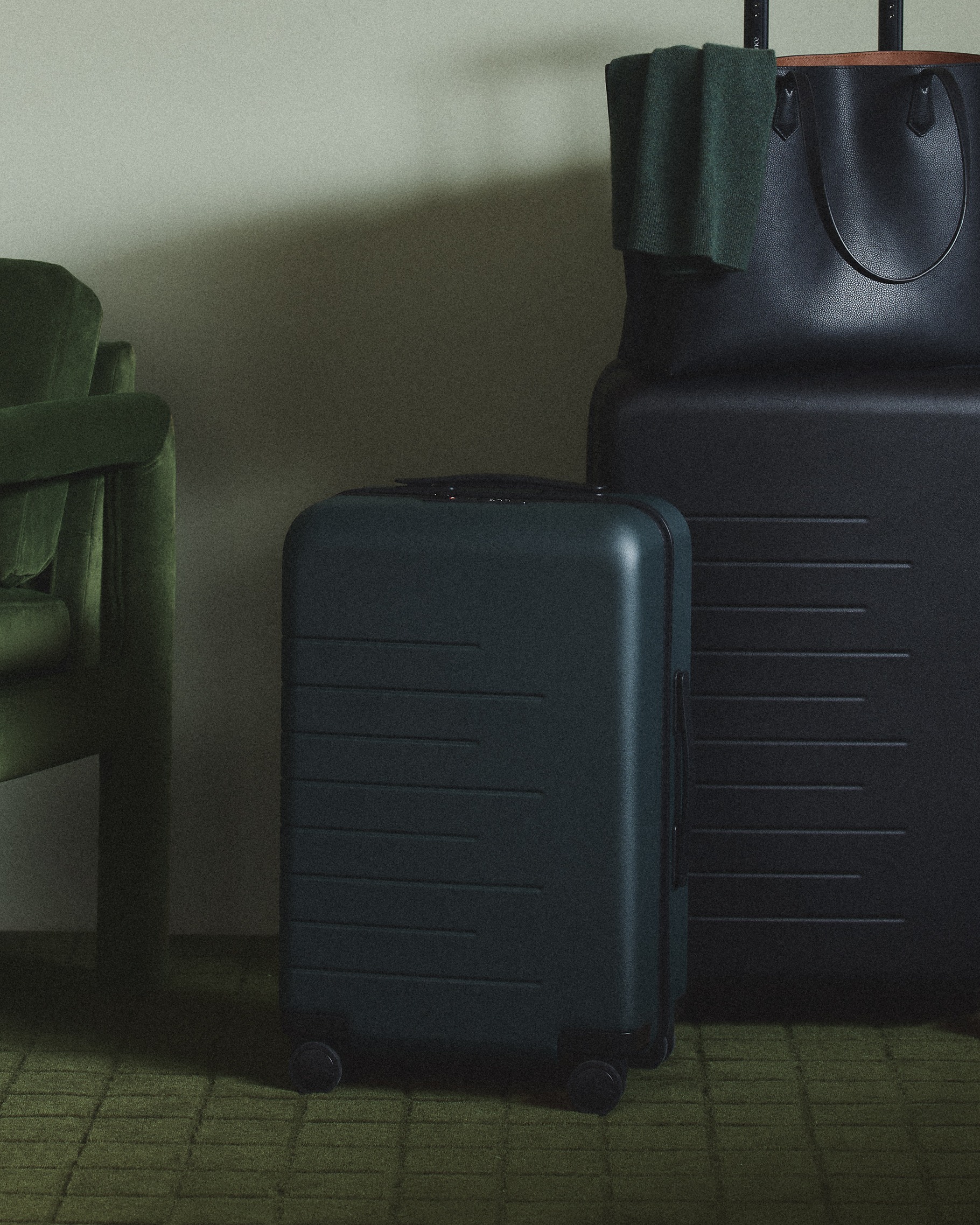 Dark Green Expandable Carry-On Suitcase