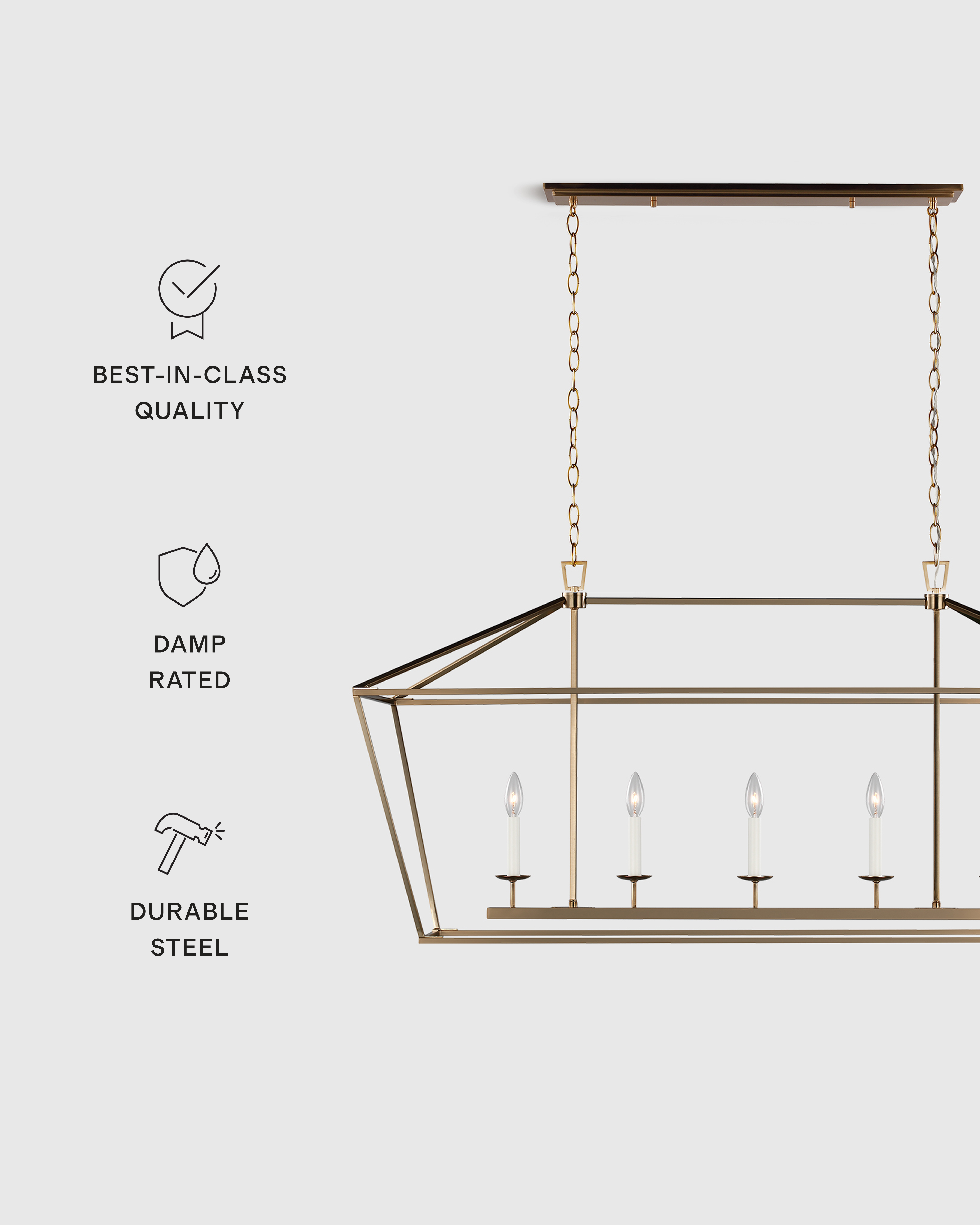 Traditional Steel Linear Lantern Chandelier - thumbnail 5
