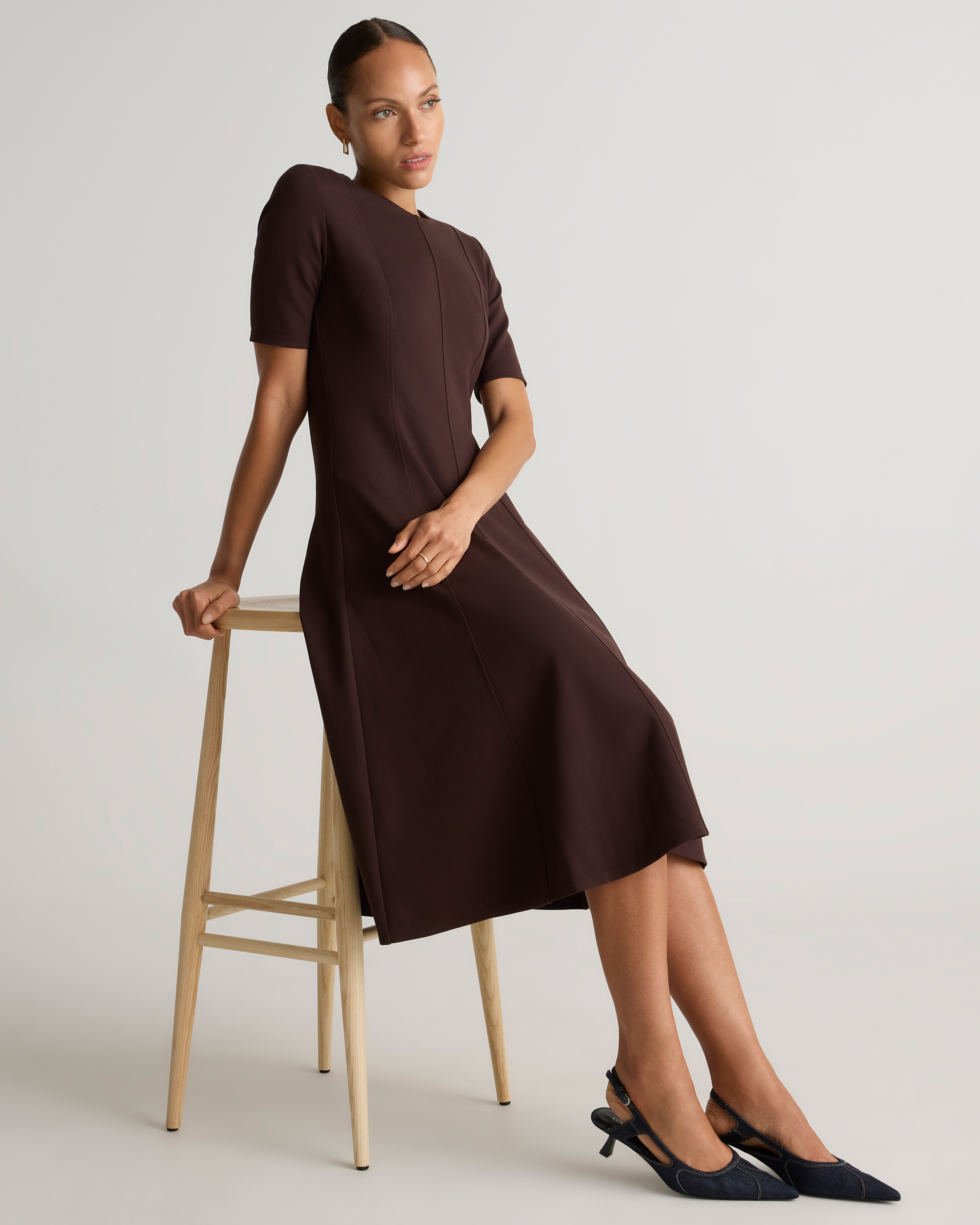knee length dresses for ladies Espresso Kanzo Midi Dress