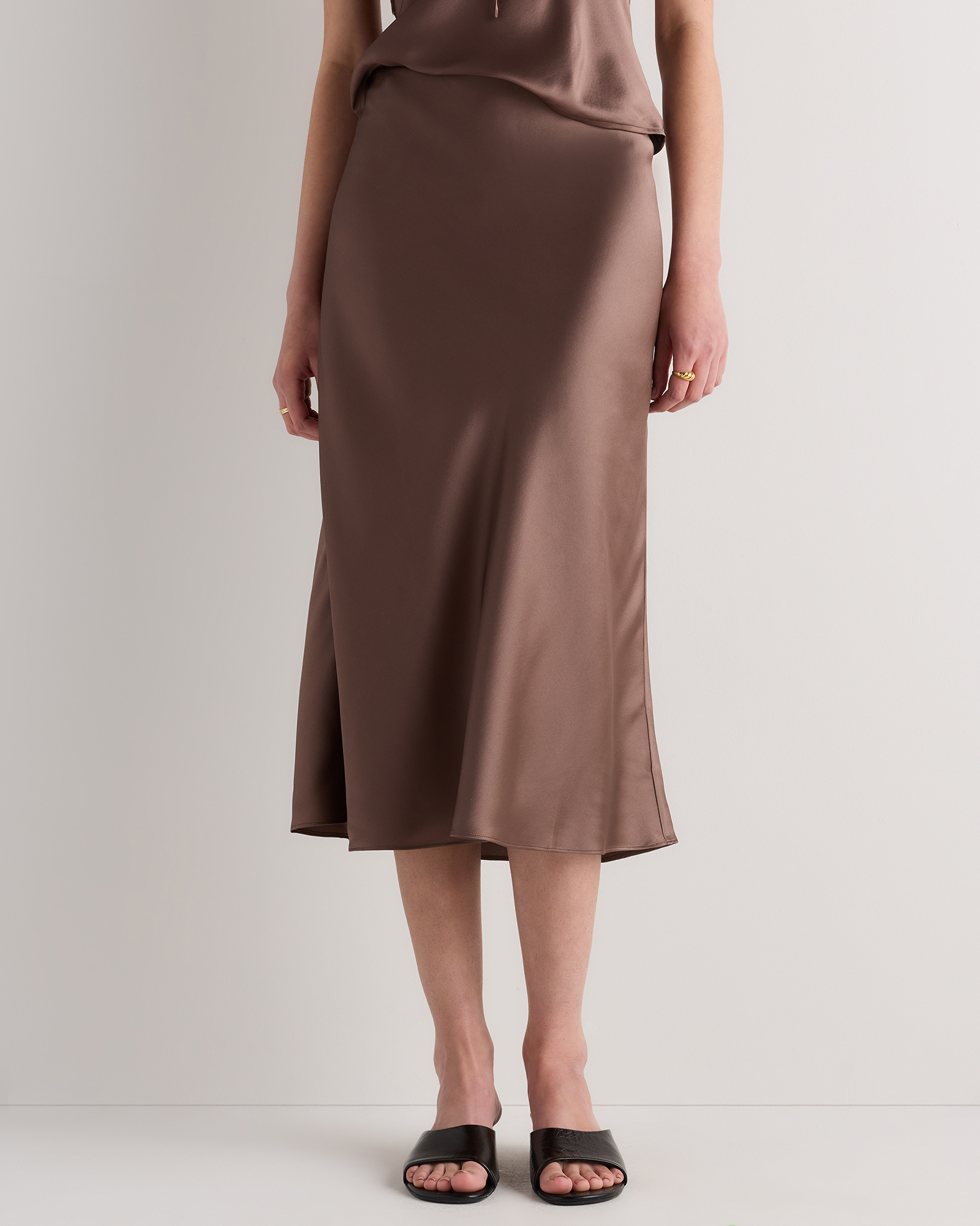 Mink Taupe 100% Washable Silk Skirt