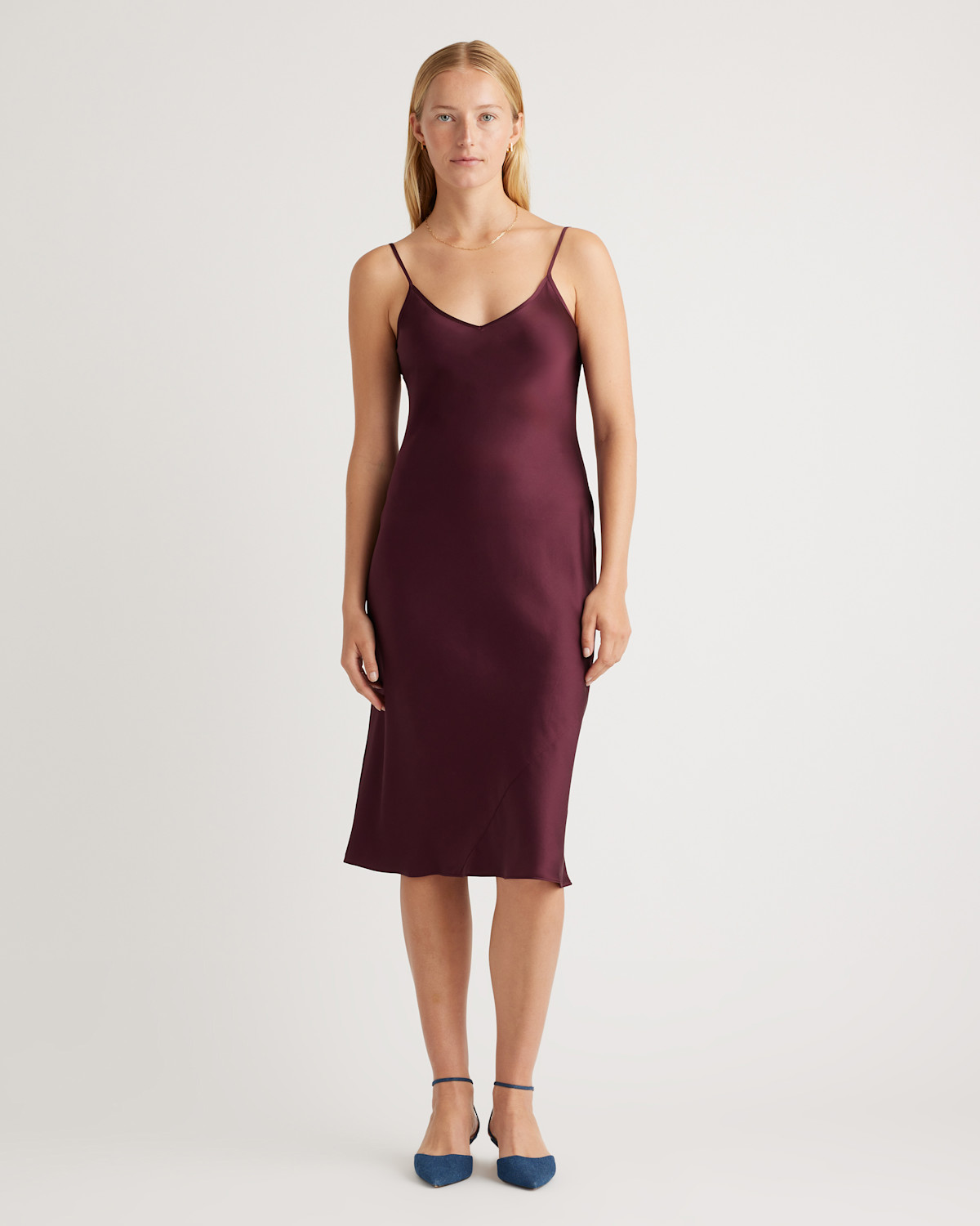 100% Washable Silk Slip Dress in Wine Tasting Red
