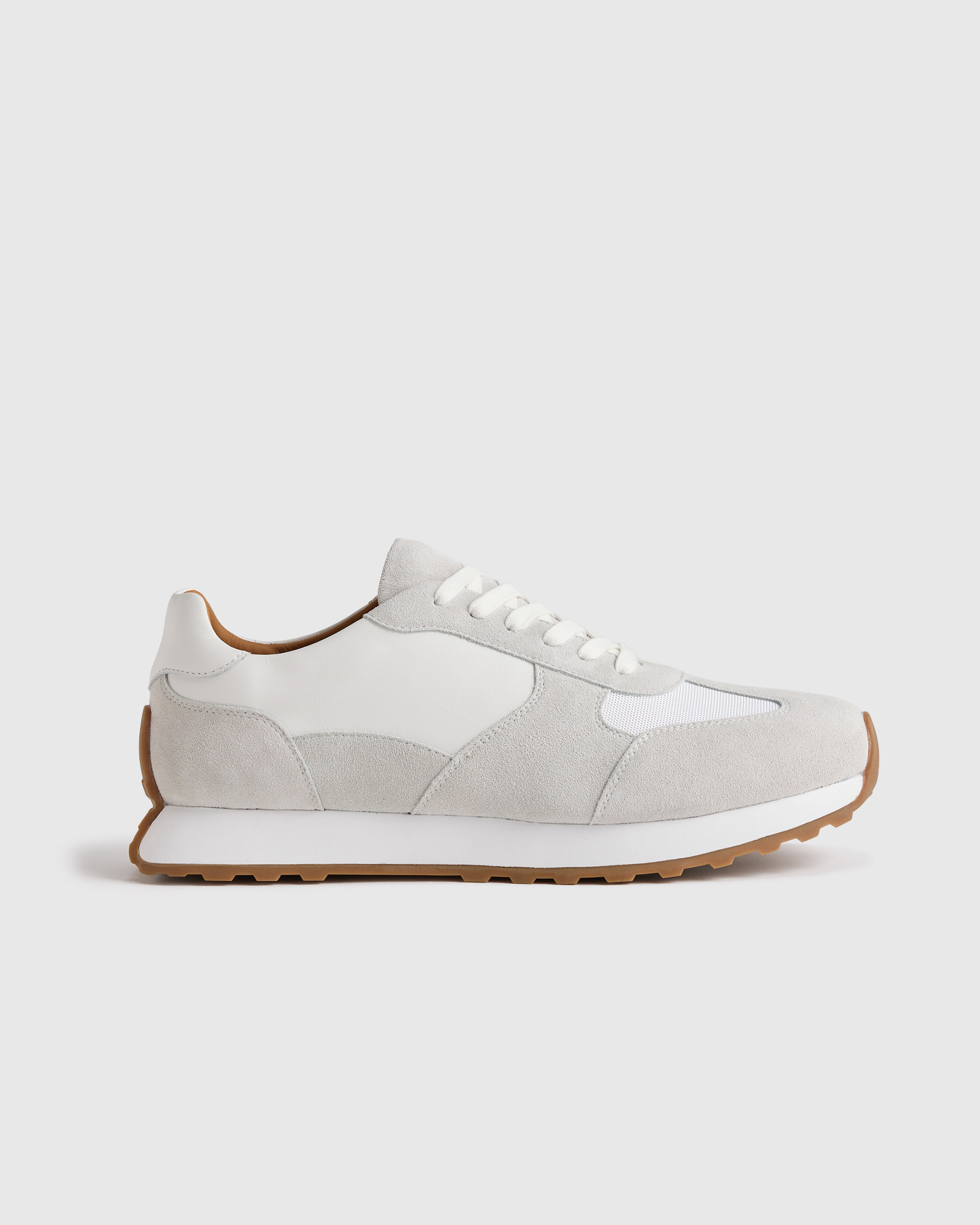 White Italian Leather and Suede Retro Runner