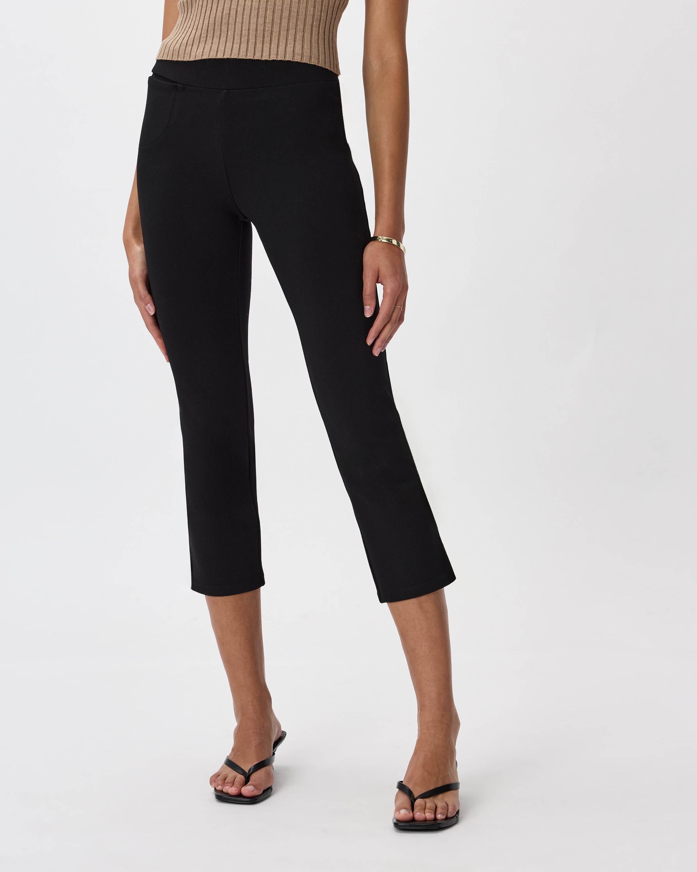 Black Ultra-Stretch Ponte Kick Flare Pants
