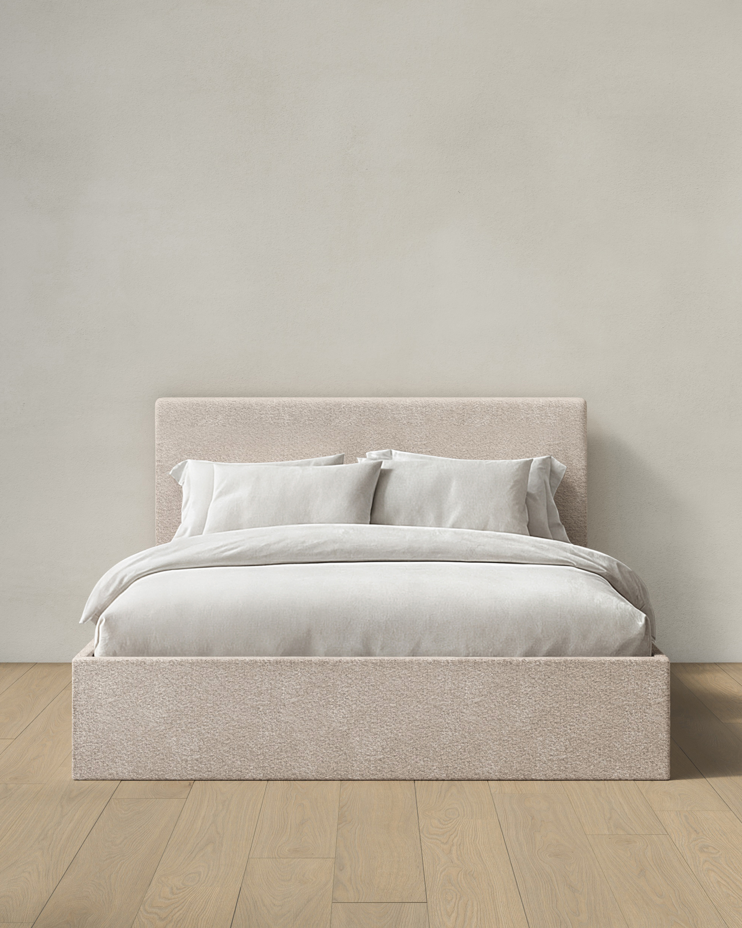 Ivory Plush Boucle Square Bed